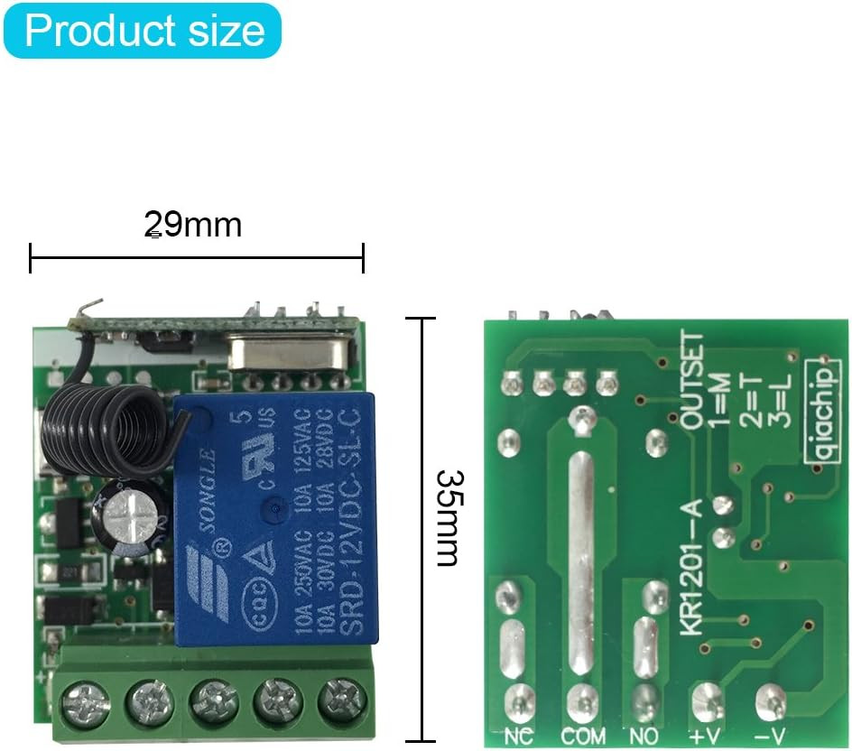 433Mhz Universal Wireless Remote Control Switch DC 12V 1CH Relay Receiver Module