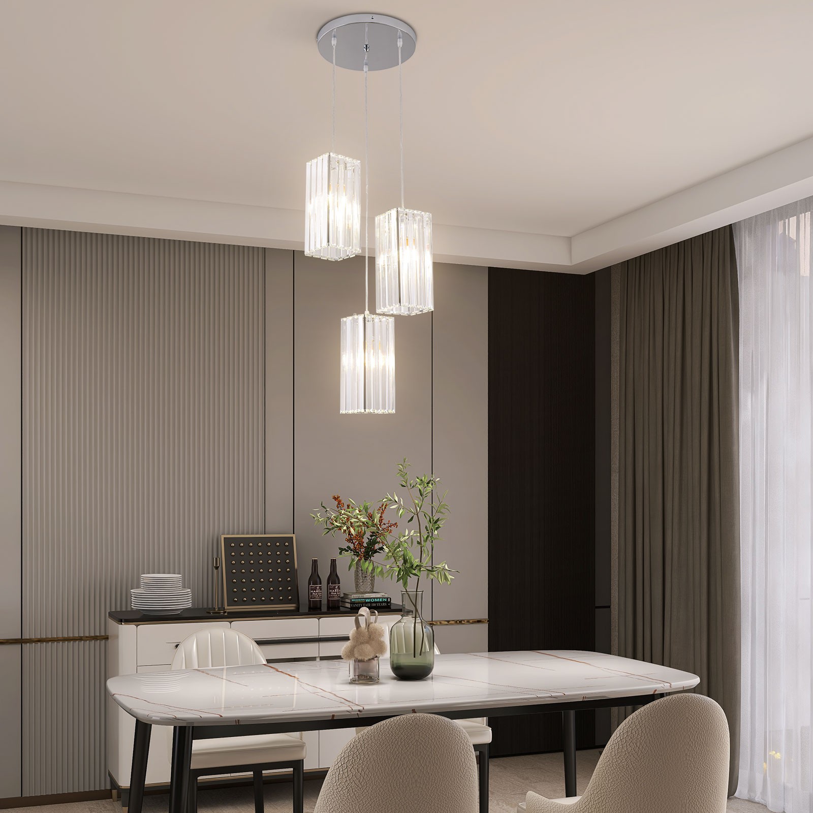 110V Ceiling Fixture 3-Light Chandelier Dining Room Ceiling Lamp Pendant Light