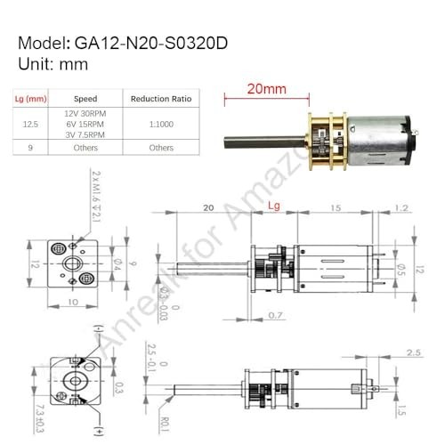 2Pcs DC 12V 800RPM 20mm Long Shaft GA12 N20 Motor for Drones 3-12V 15-4000RPM