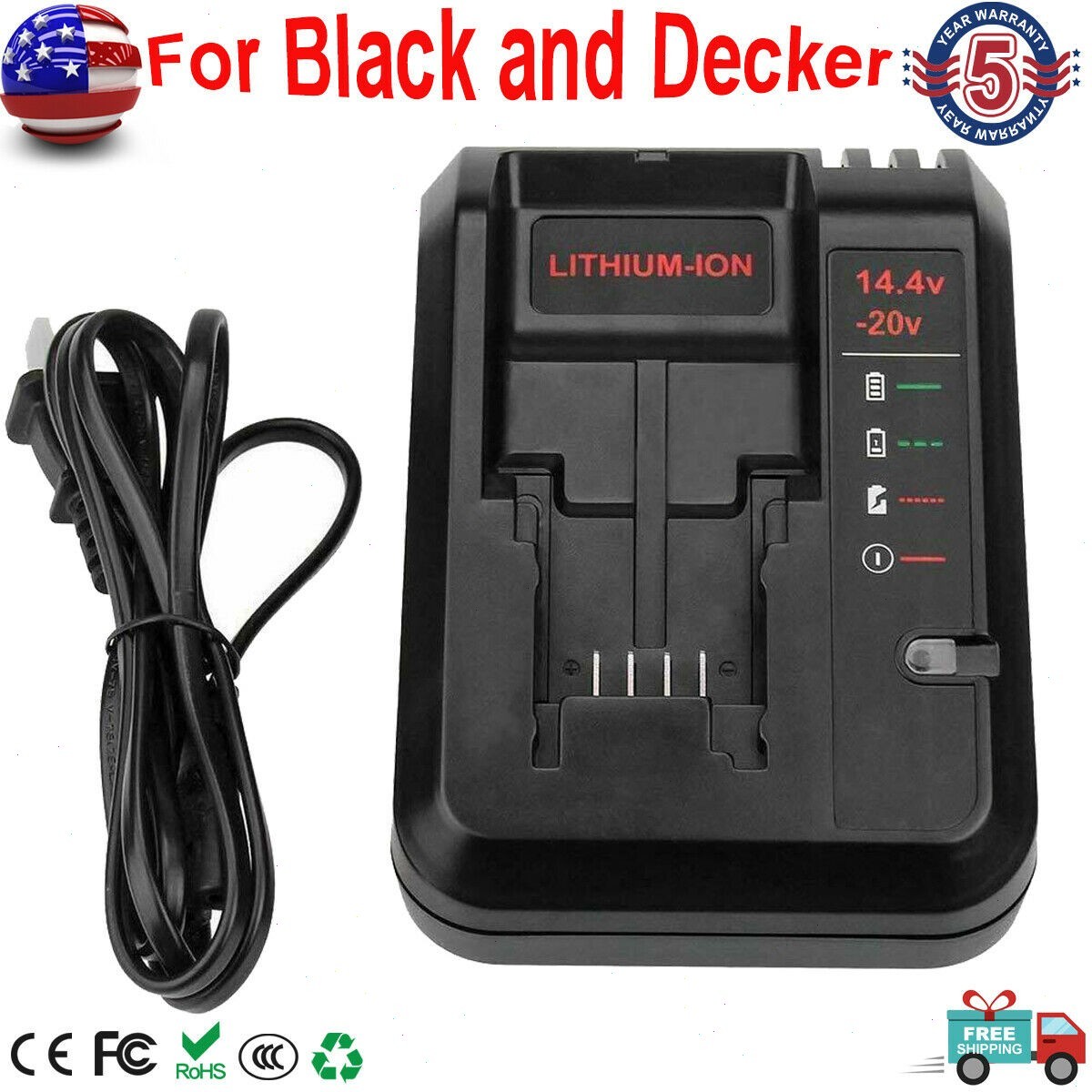 2PACK 8.0Ah Li-ion Battery / Charger for Porter Cable 20V MAX PCC685L PCC680L