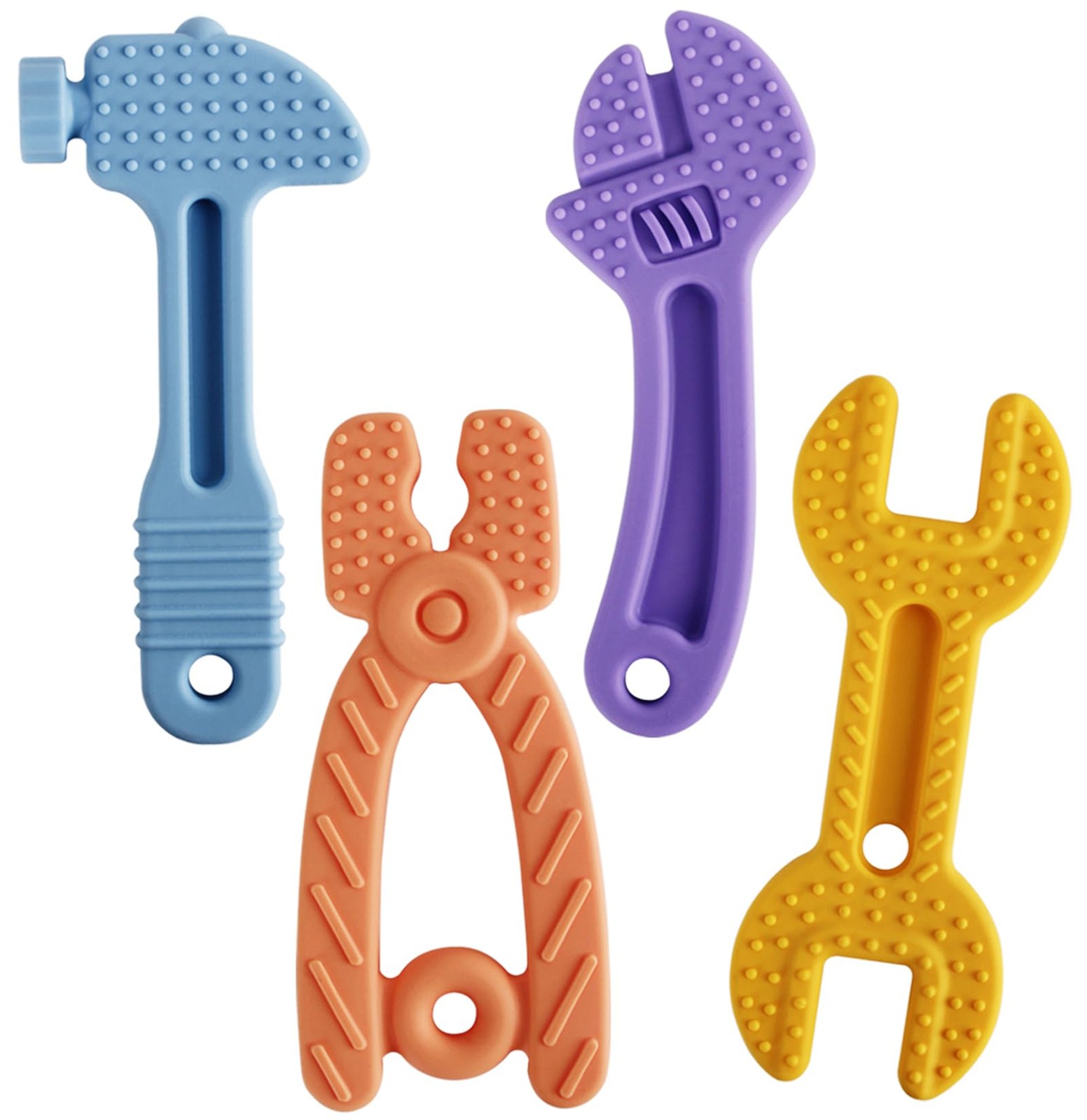 Fu Store 4 Pack Soft Silicone Teething Toys for 0-12 Months 6-24 Months Toddlers