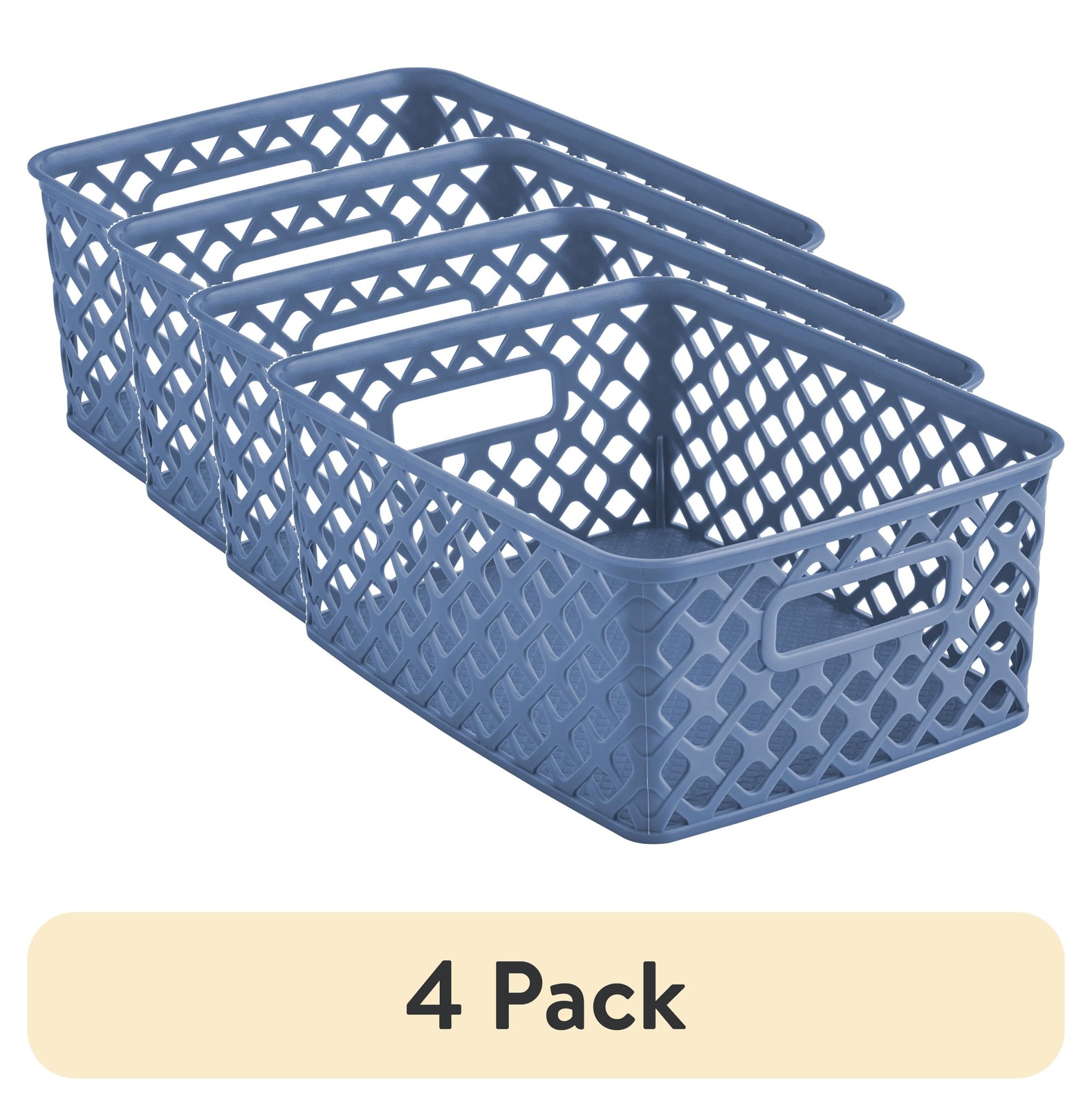 Large White Decorative Plastic Storage Basket 14.7 in x 12 in x 8.5 in