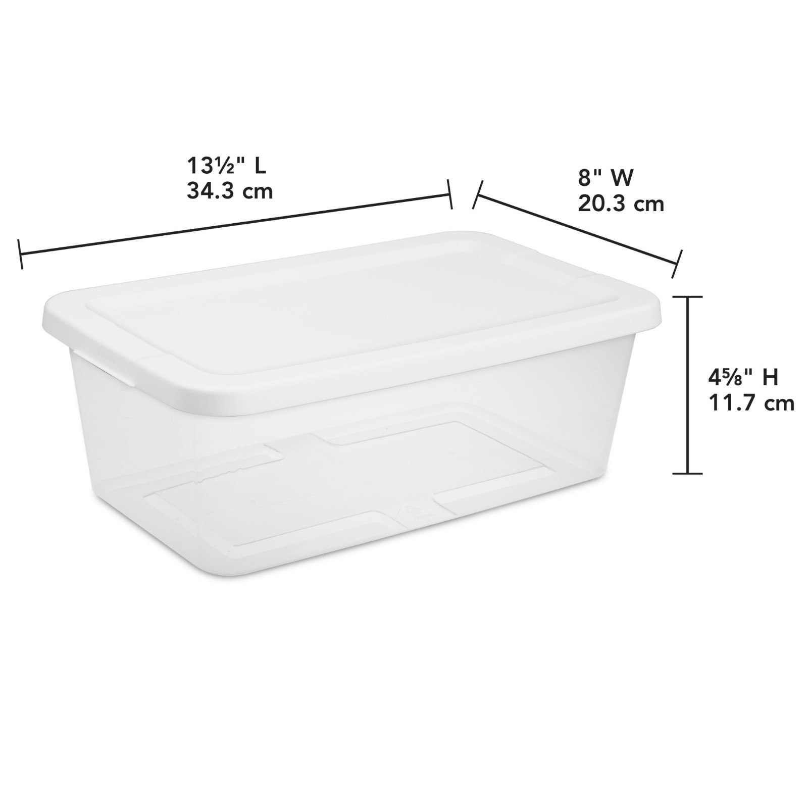 Sterilite 6 Qt Clear Storage Bin, Snap-on White Lid, 10-Pack, Stackable Plastic