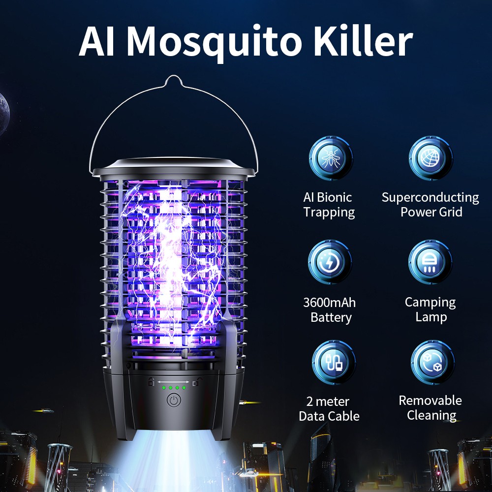 Electric Mosquito Insect Fly Bug Zapper Killer LED Light Trap Lamp Rechargeable