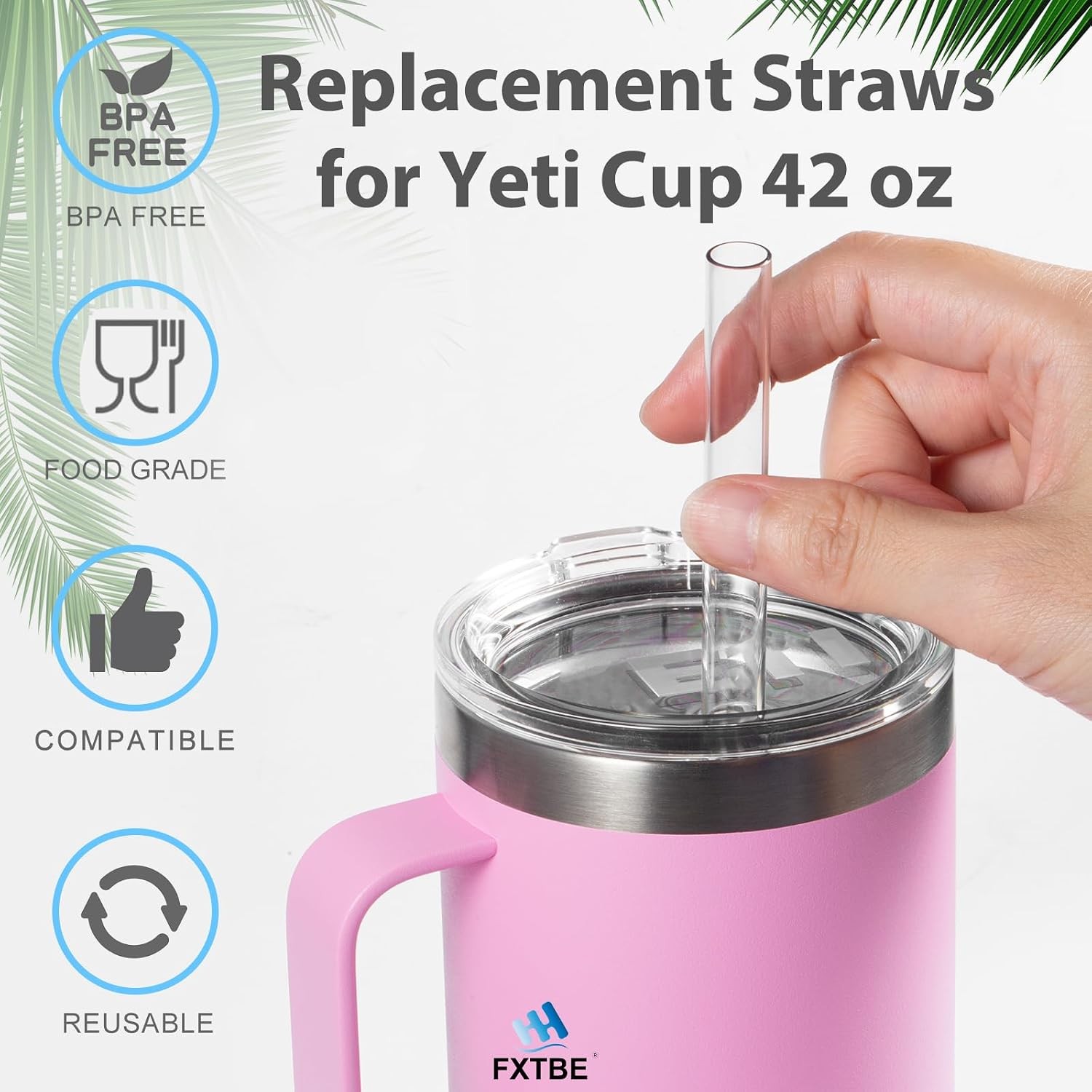 Straws for Yeti 42 OZ Cup, Replacement Straw for Yeti 42OZ Straw Mug, Long