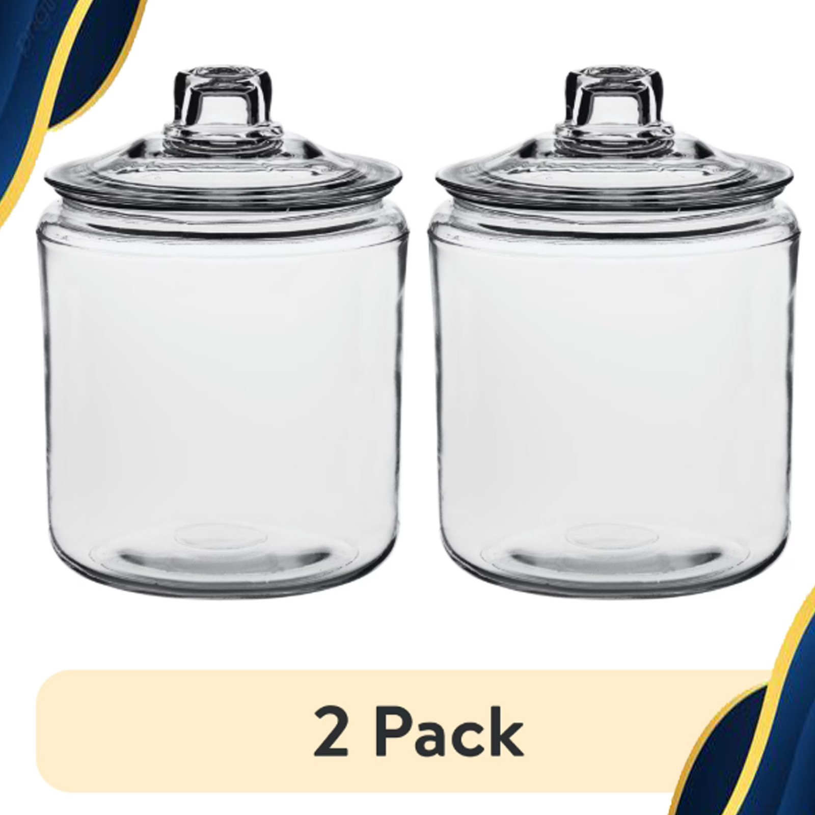 2 Packs of Anchor Hocking Heritage Hill Glass Jar with Lid 1 Gallon