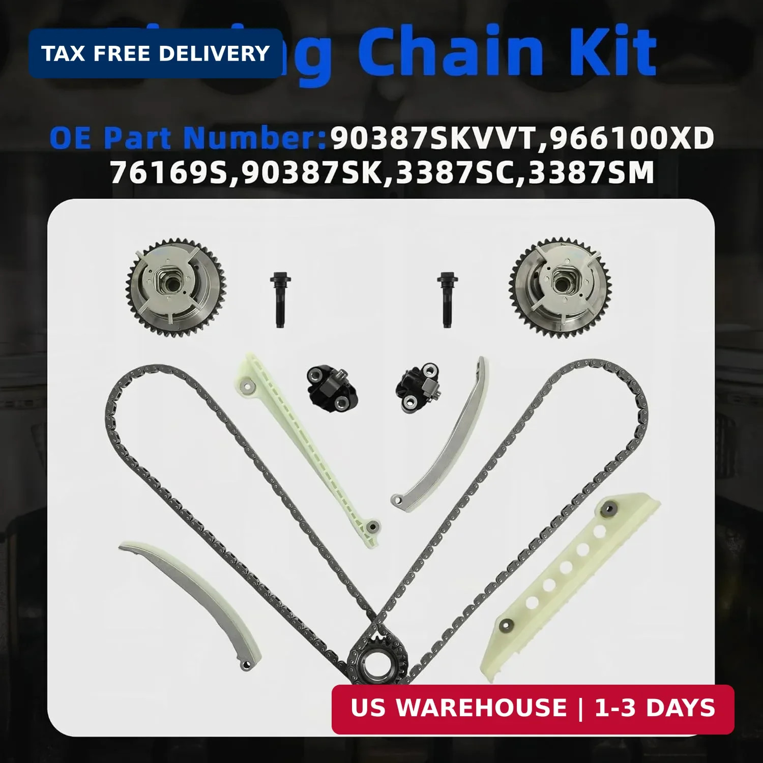 4.6 Timing Chain Kit Cam Phaser Repair Kit w/VVT Sprocket Tensioner Fit For Ford