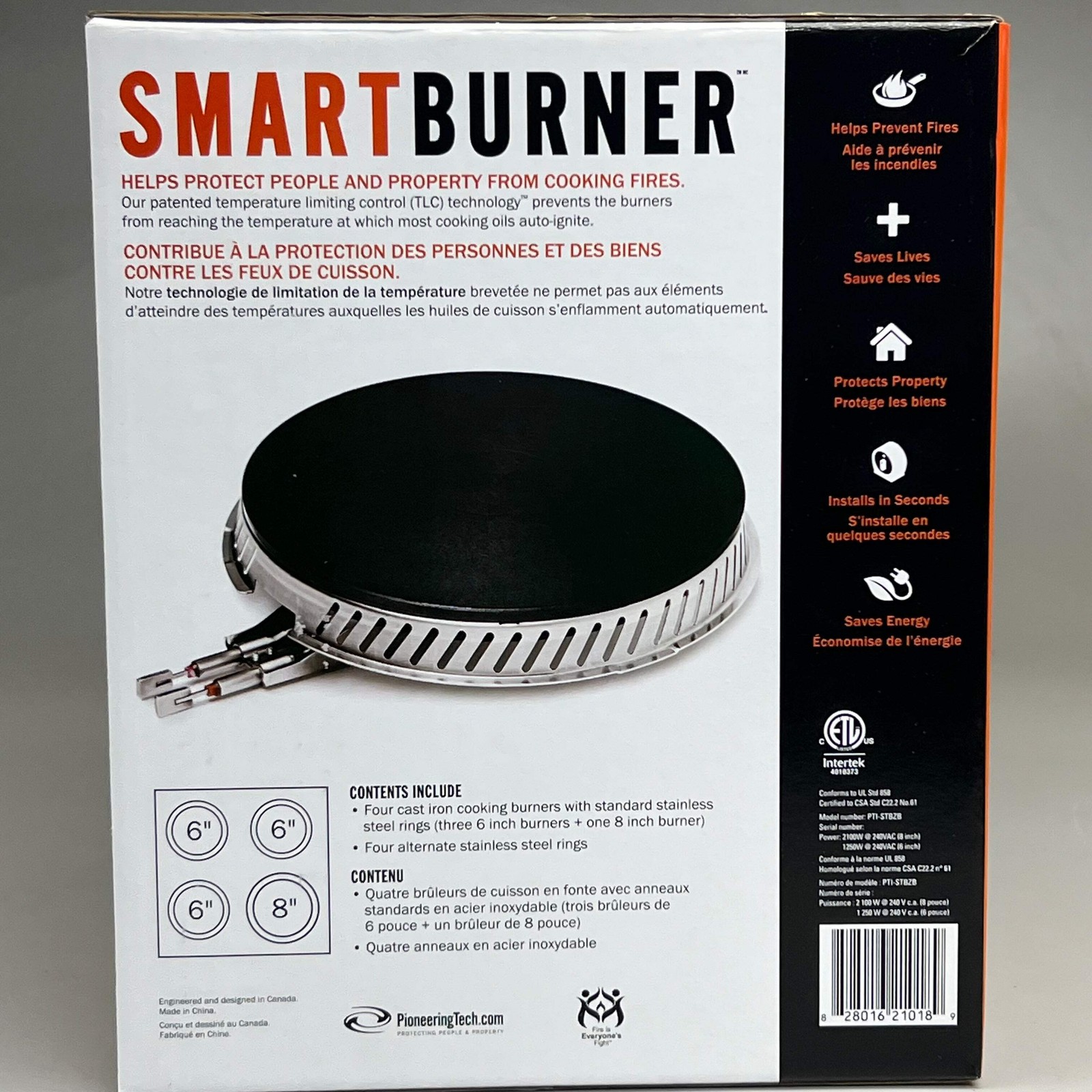 SMARTBURNER (4 PACK) Cast Iron Cooking Burners (3 x 6-inch burners and 1 x 8-inc