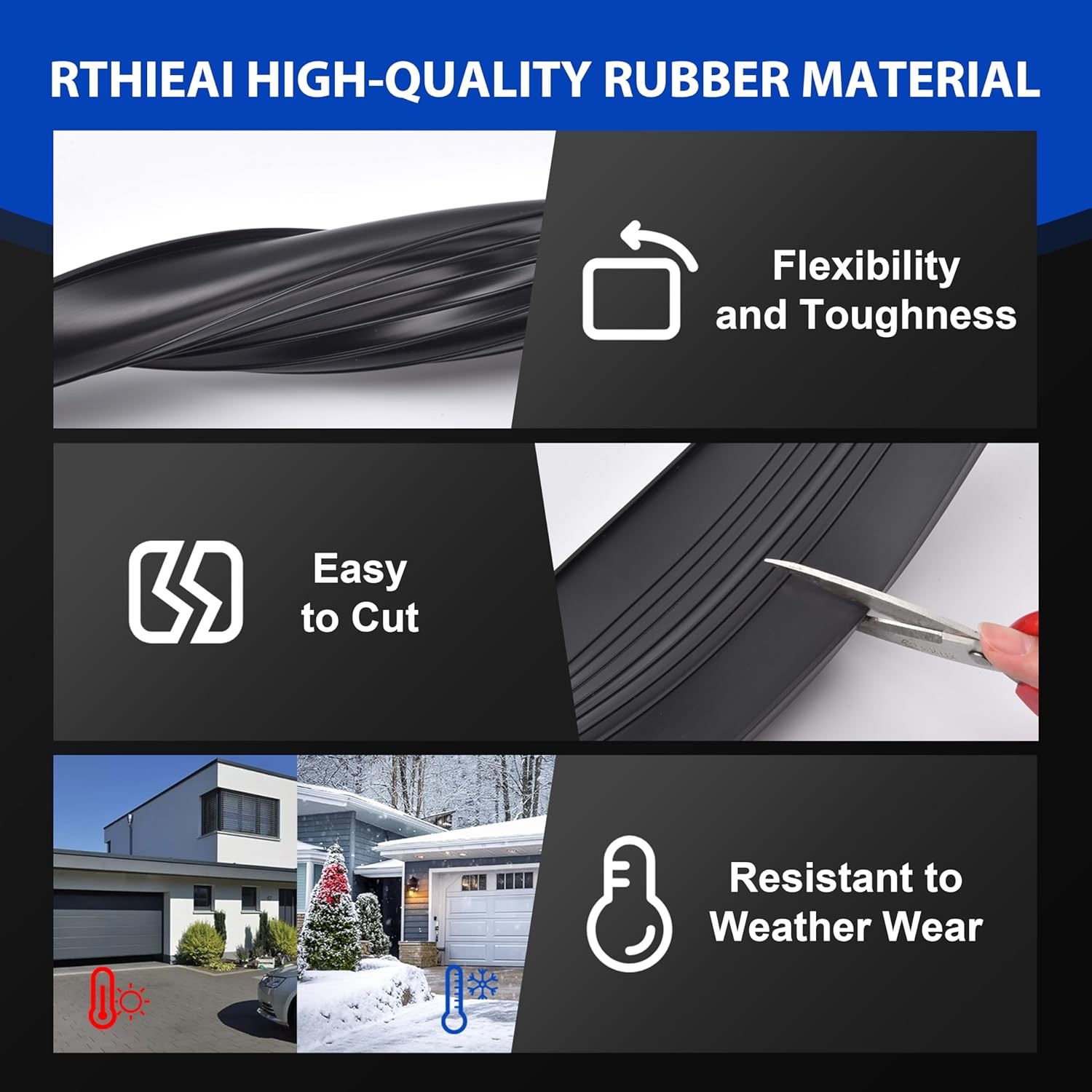 16/20Ft Garage Door Bottom Seals Threshold Buffering Weatherproof Sealing Rubber