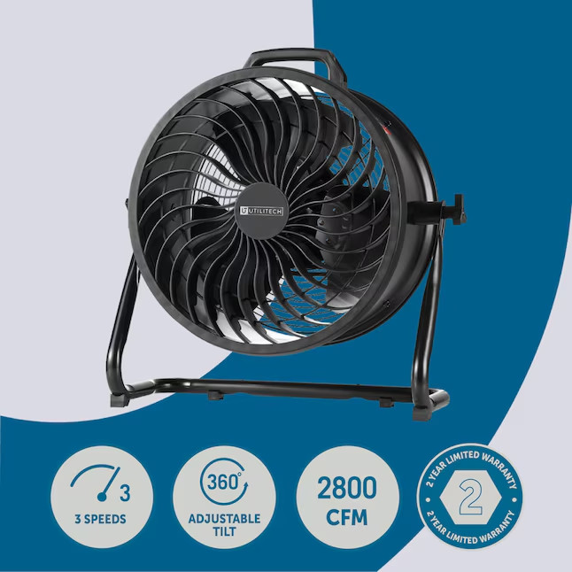 SALE- Utilitech 16-in High Velocity Indoor Floor Fan, in Black