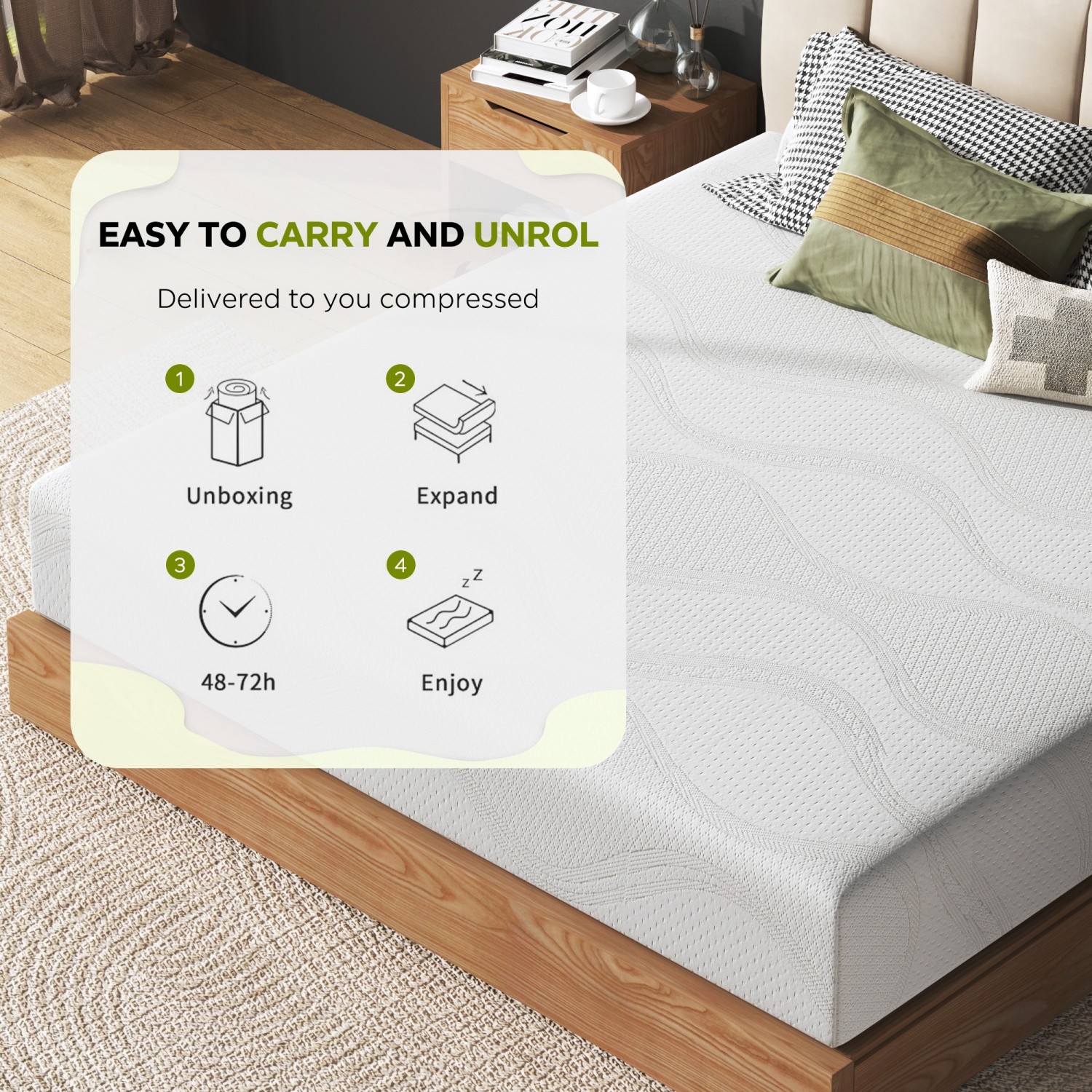 12″ Twin/Full/Queen/King Memory Foam Mattress Plush with Cooling Gel CertiPUR-US