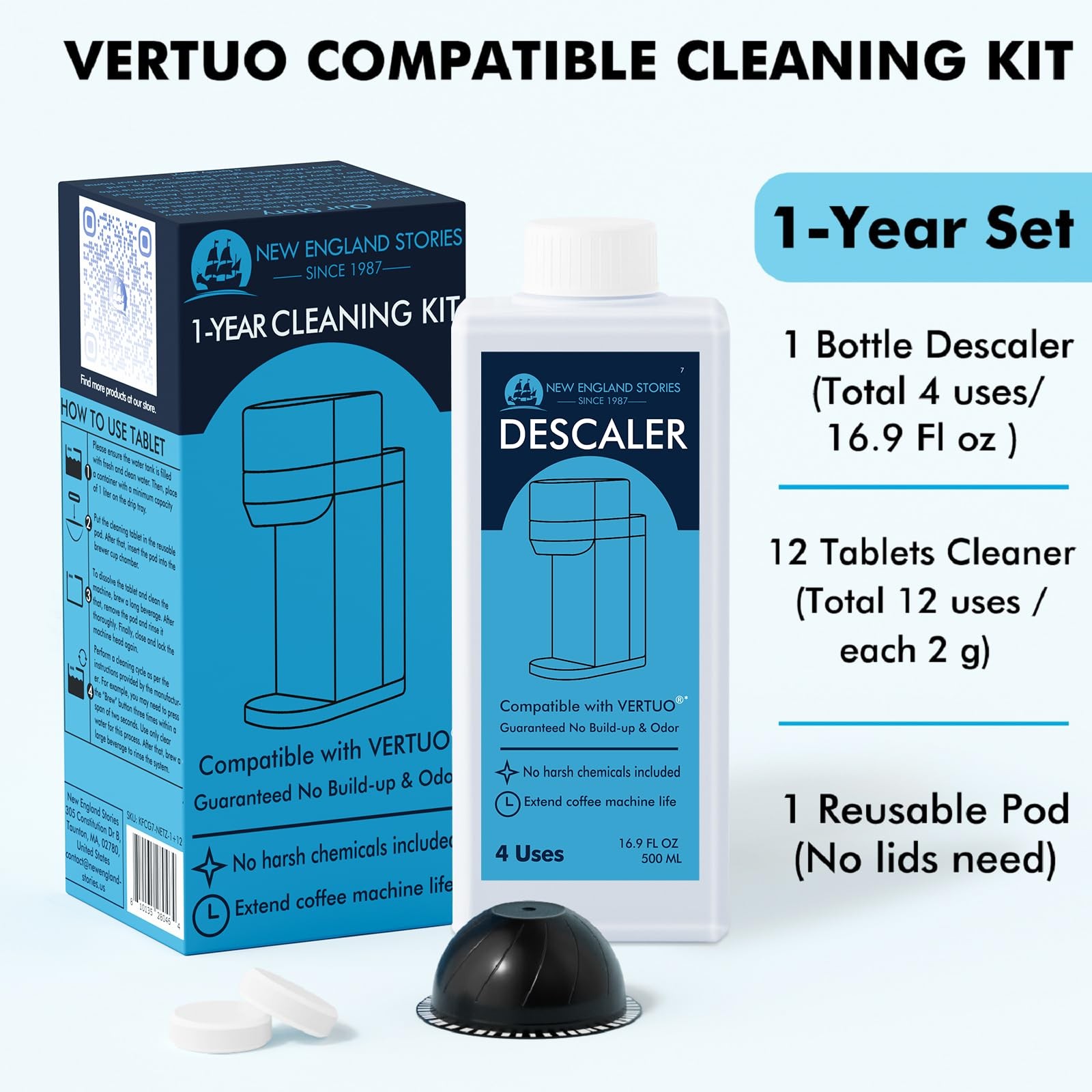 12 Months Supply Descaling Compatible with Vertuo, Odorless Coffee Brewer Mac…