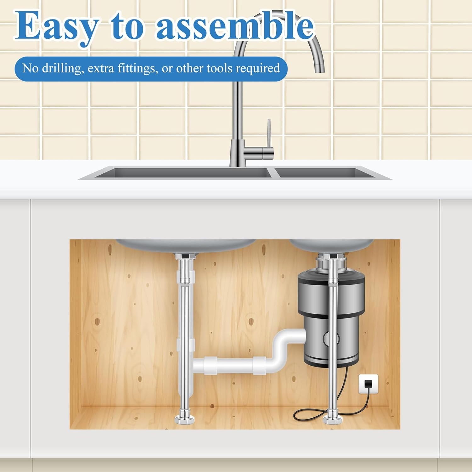 Adjustable Undermount Sink Brackets – 2 Pcs Stainless Steel Sink Support Pole