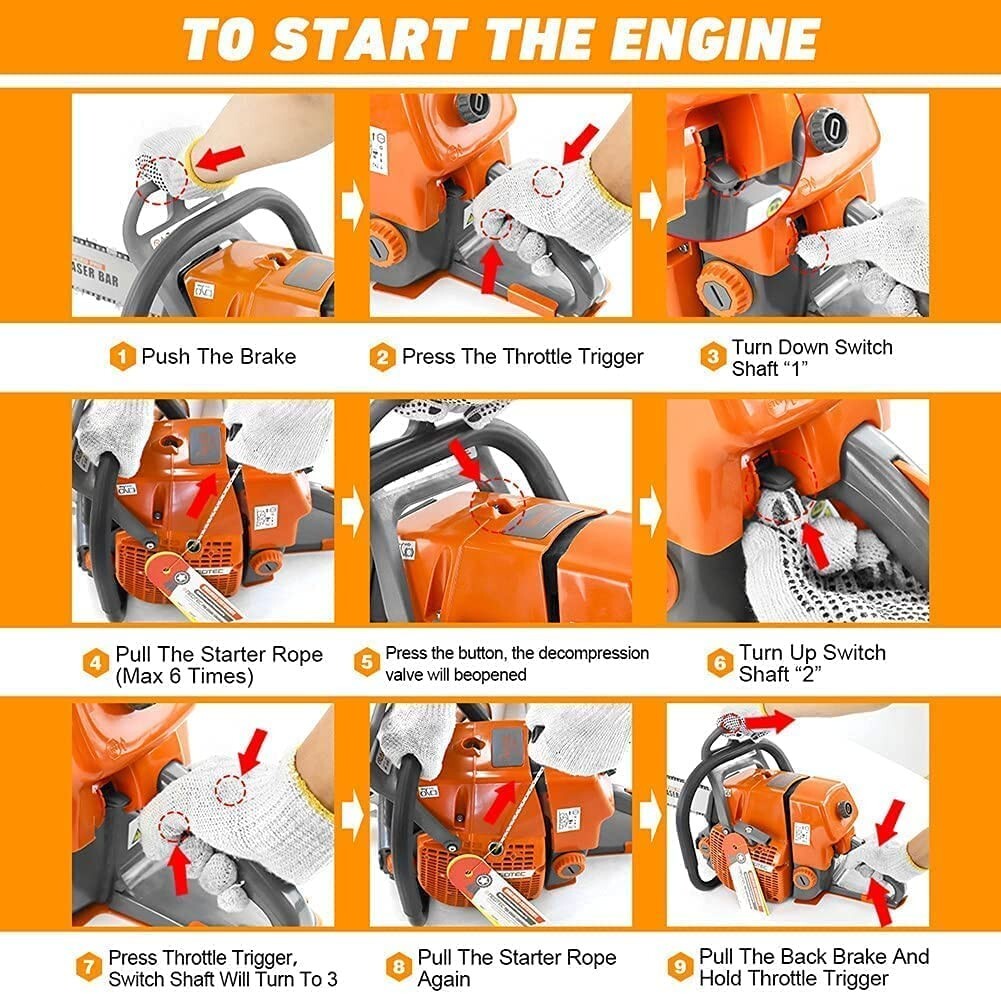 92cc Gasoline Chainsaw w/ 25″ Bar Chain Powered Gas Chain Saw Fit for MS660 G660