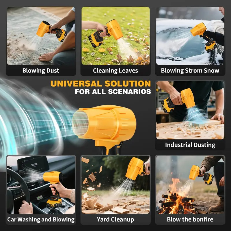 Cordless Leaf Blower Handheld Turbo Fan w/ 2x Batteries, Charger, Nozzle Kit