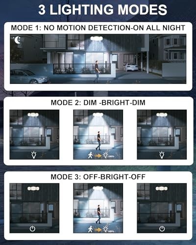 Solar Motion Sensor Outdoor Lights 208 LED 270° Wide Angle Flood Lights 2 Pack