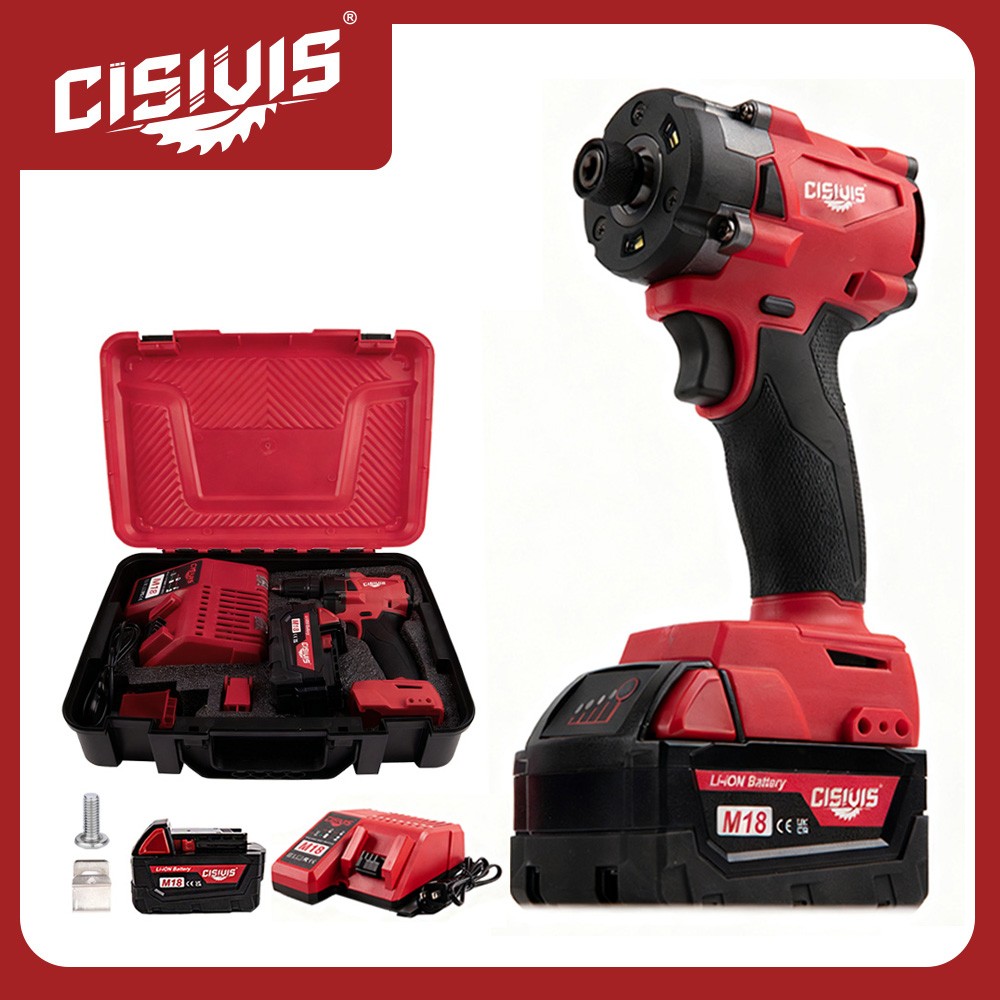 Brushless Cordless 1/4″ Hex Impact Driver With Bettery For Milwaukee M18 Battery