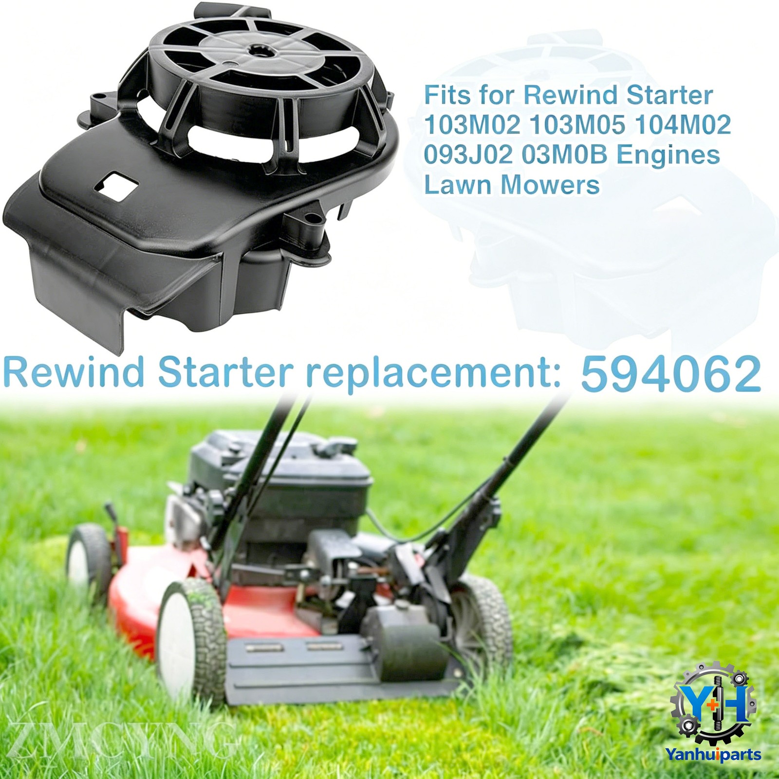 Rewind Recoil Starter for Briggs Stratton 594062 Selected 103M0B 104M02 Engine