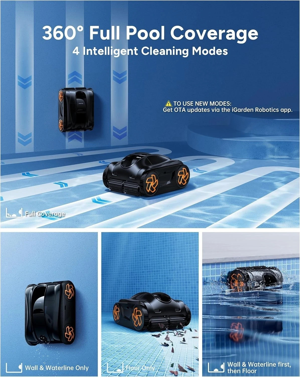 iGarden K60 6H Runtime Pool Vacuum Cleaner Cordless Pool Vacuum App Support