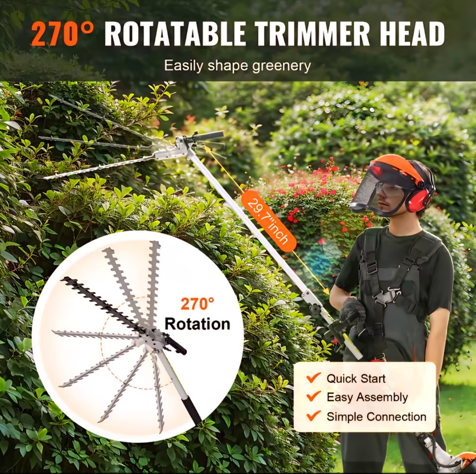 VEVOR 52CC 6‑in‑1 Gas Trimmer Set – Hedge, Saw, Weed & Brush Cutter