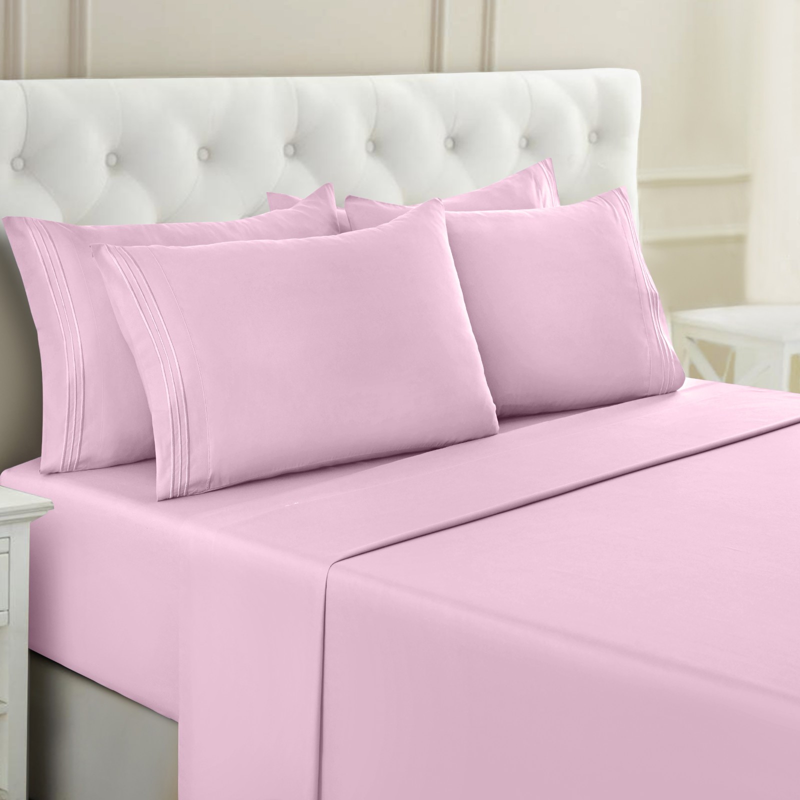 1800 Series 6 Piece Bed Sheet Set Soft Deep Pocket Twin King Queen Full Sheets