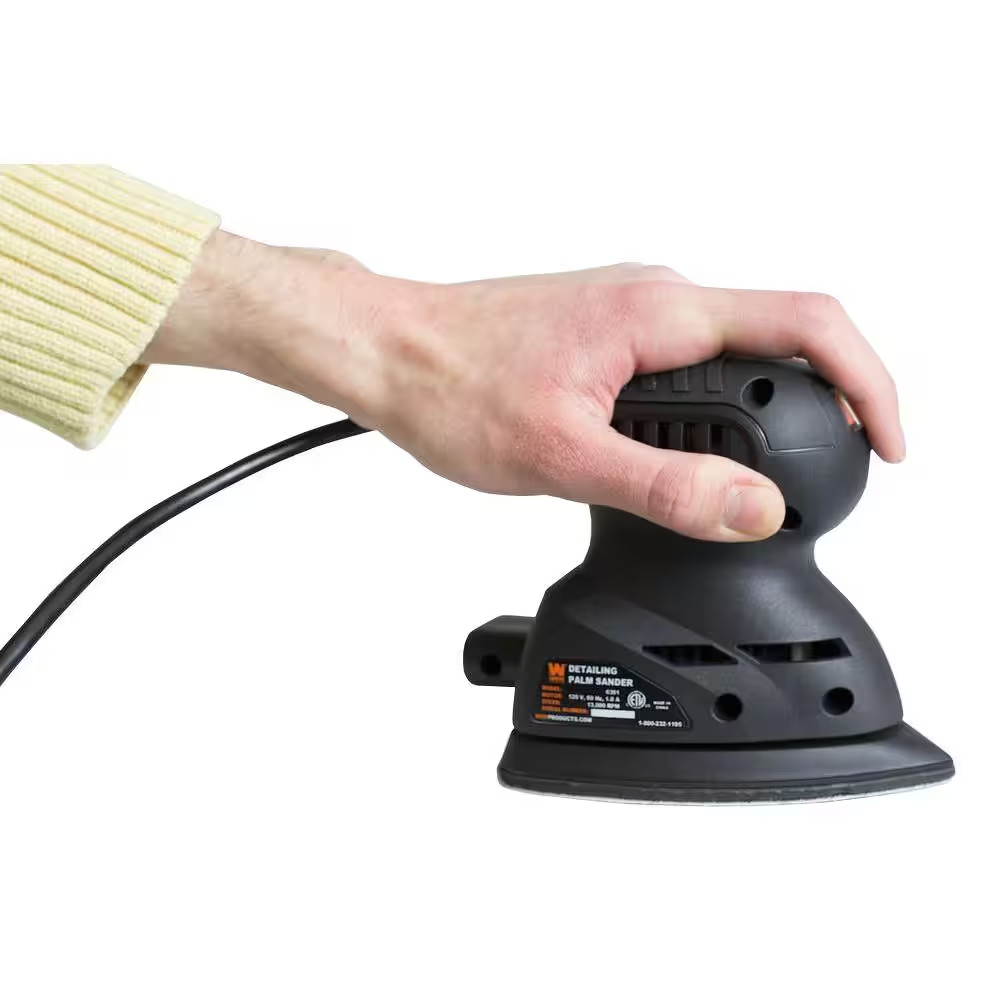 WEN Electric Detail Palm Sander 1 Amp 13500 OPM Hook Loop Dust Port Wood Sanding