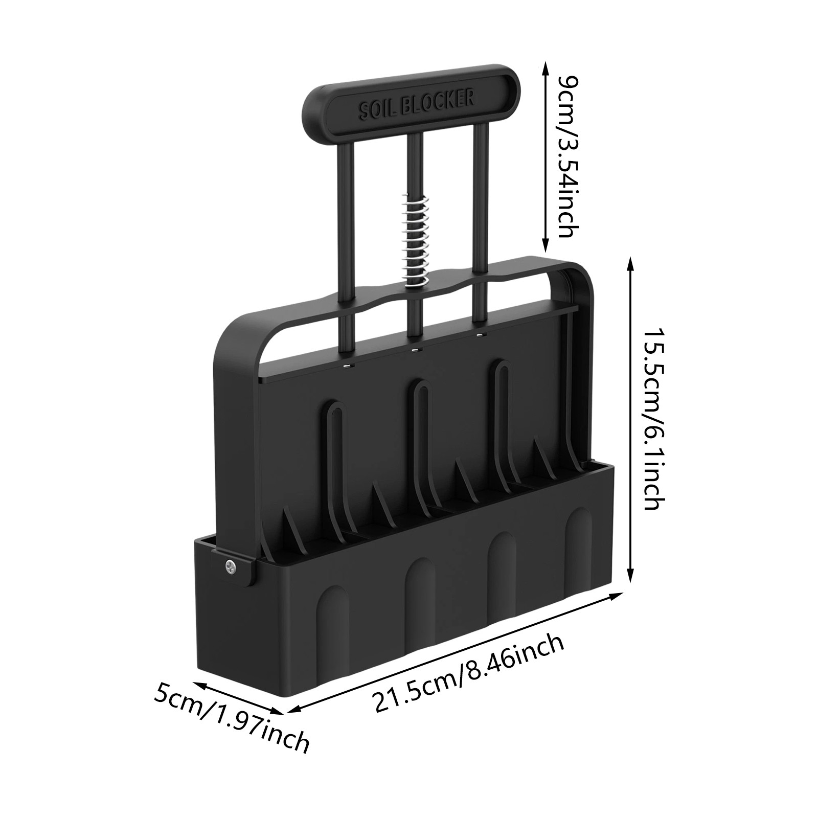 Handheld Soil Block Maker Model Mold With Automatic Spring Reset 8.46*1.97*6.1in