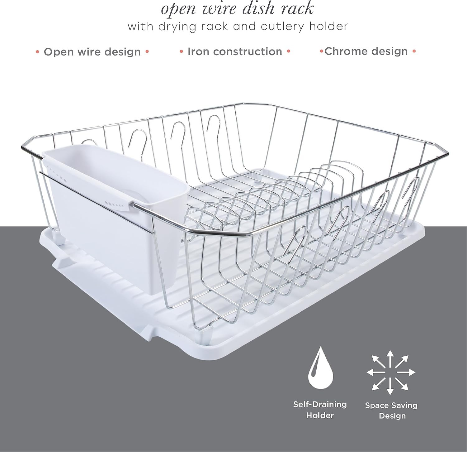 Kitchen Dish Rack Food Products Drying Rack Large, White For Dish Drainer