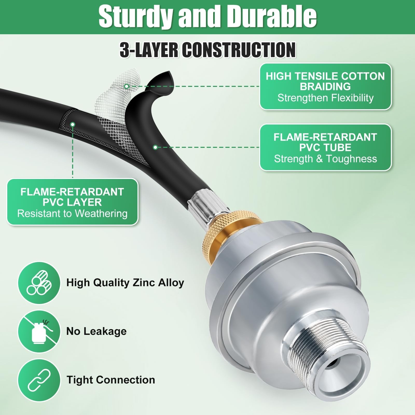 6FT Propane Adapter Hose and Propane Fuel Filter to 20-40lb Propane Tanks