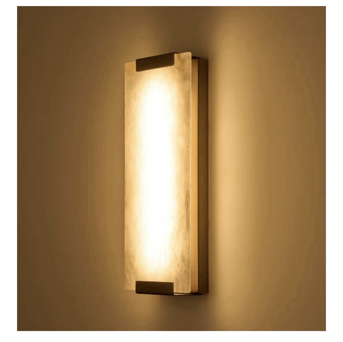 14.2in Alabaster Wall Sconce, Large Natural Marble LED Modern Wall Lamp 12W