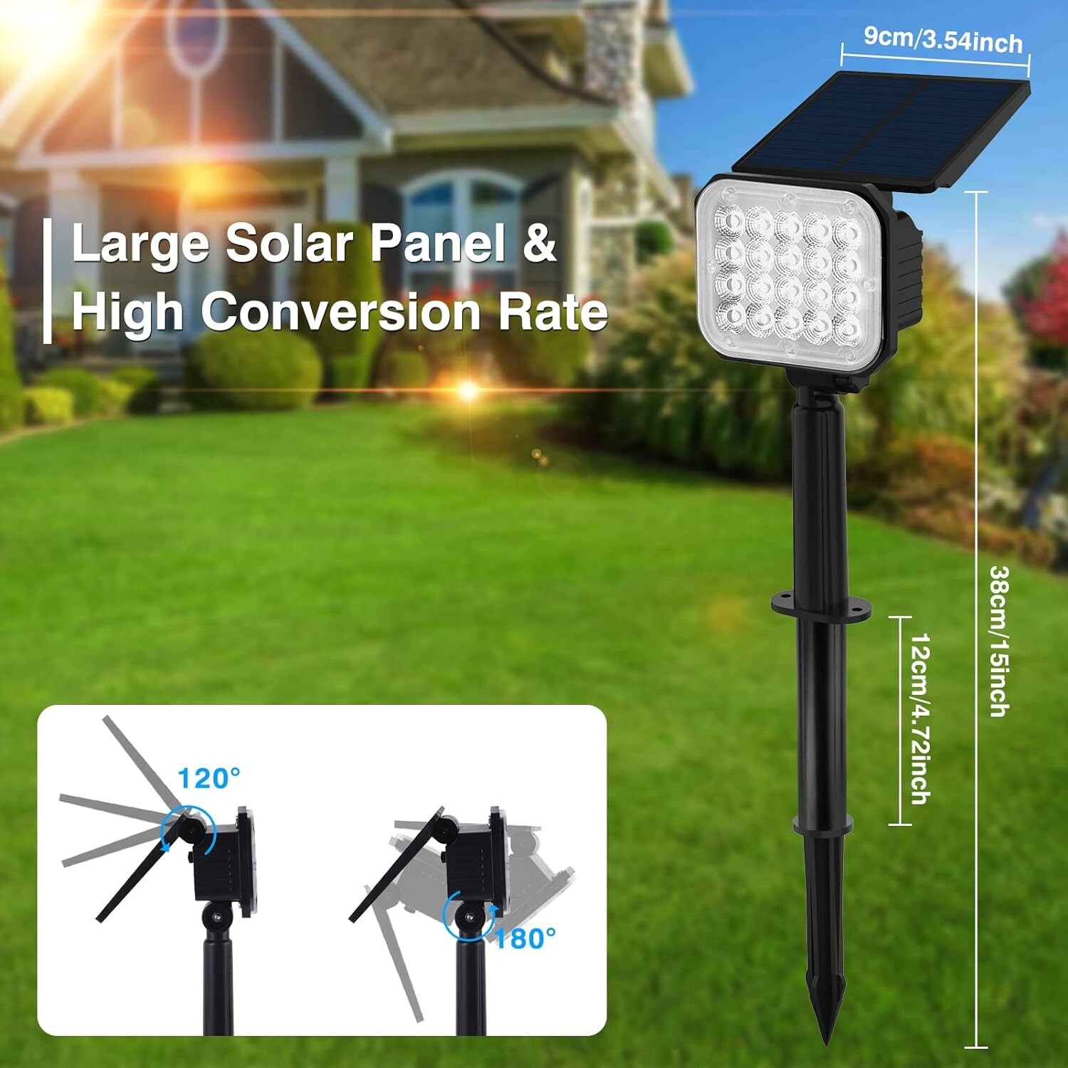 T-SUN 4Pack LED Solar Spot Lights Landscape Light Outdoor Pathway Waterproof US