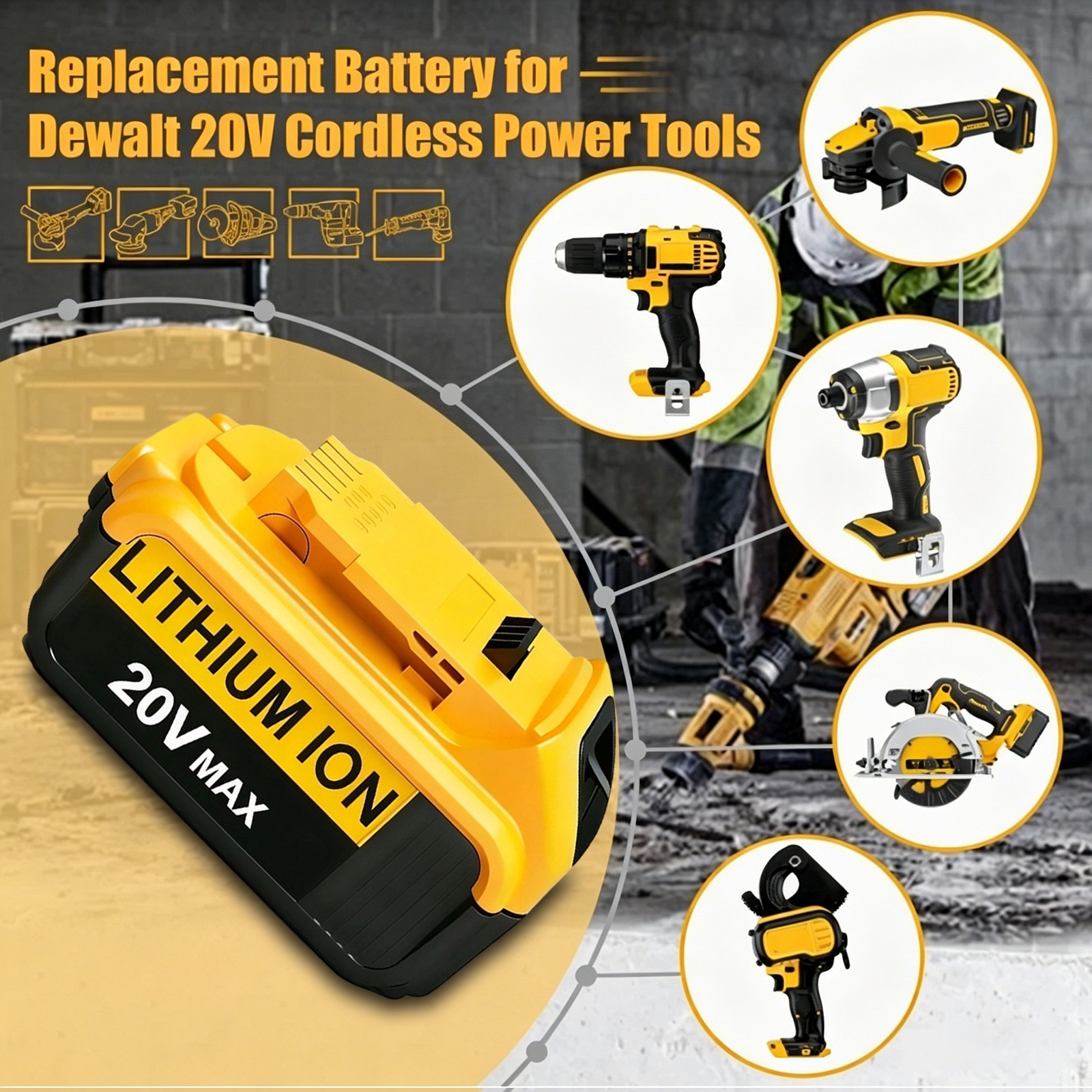 4x 8Ah Lithium Battery for DeWalt 20V MAX DCB206 DCB204 DCB200 & DCB104 Charger
