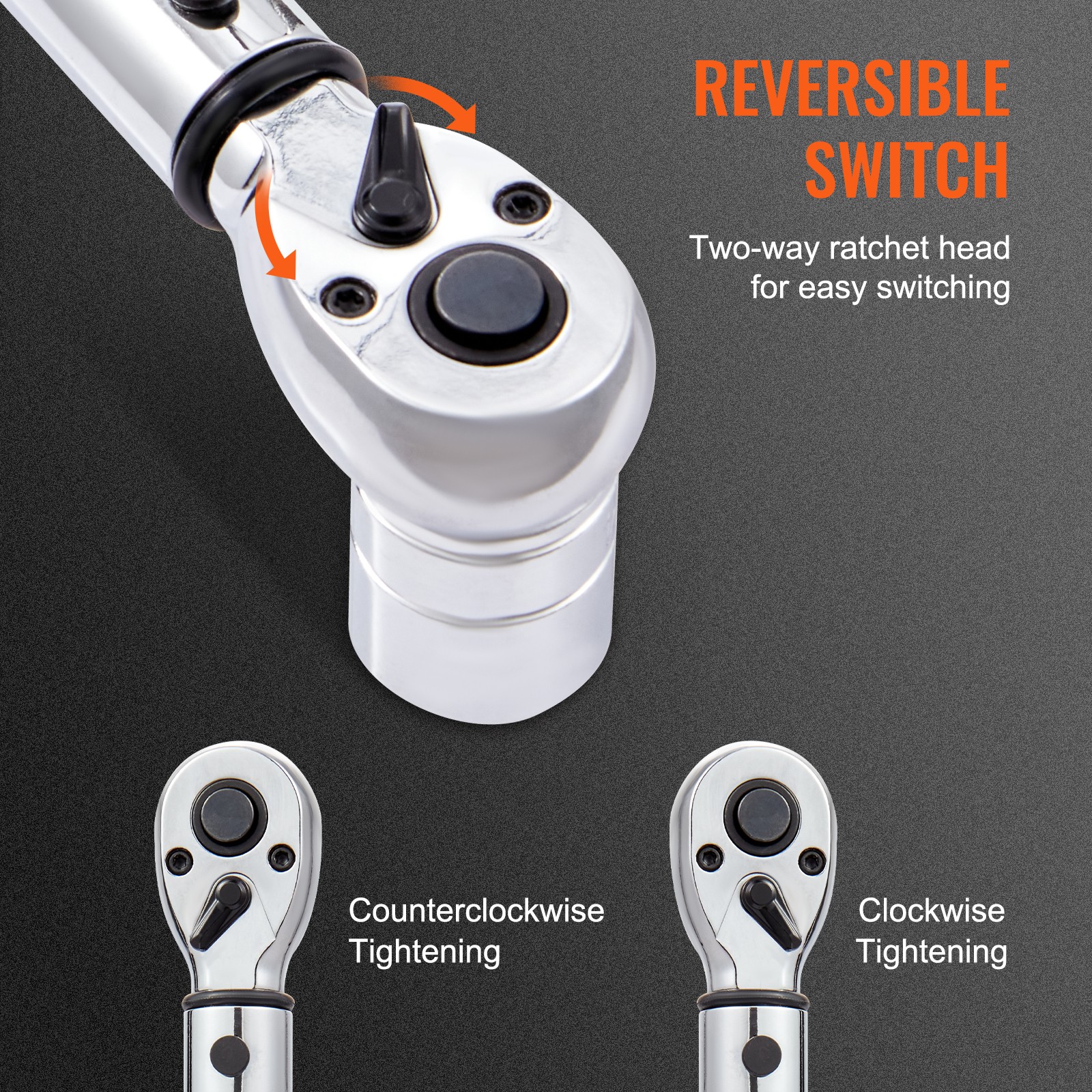 VEVOR Torque Wrench Adjustable Torque Wrench 1/4″ Drive 20-200in.lb/2.3-23Nm