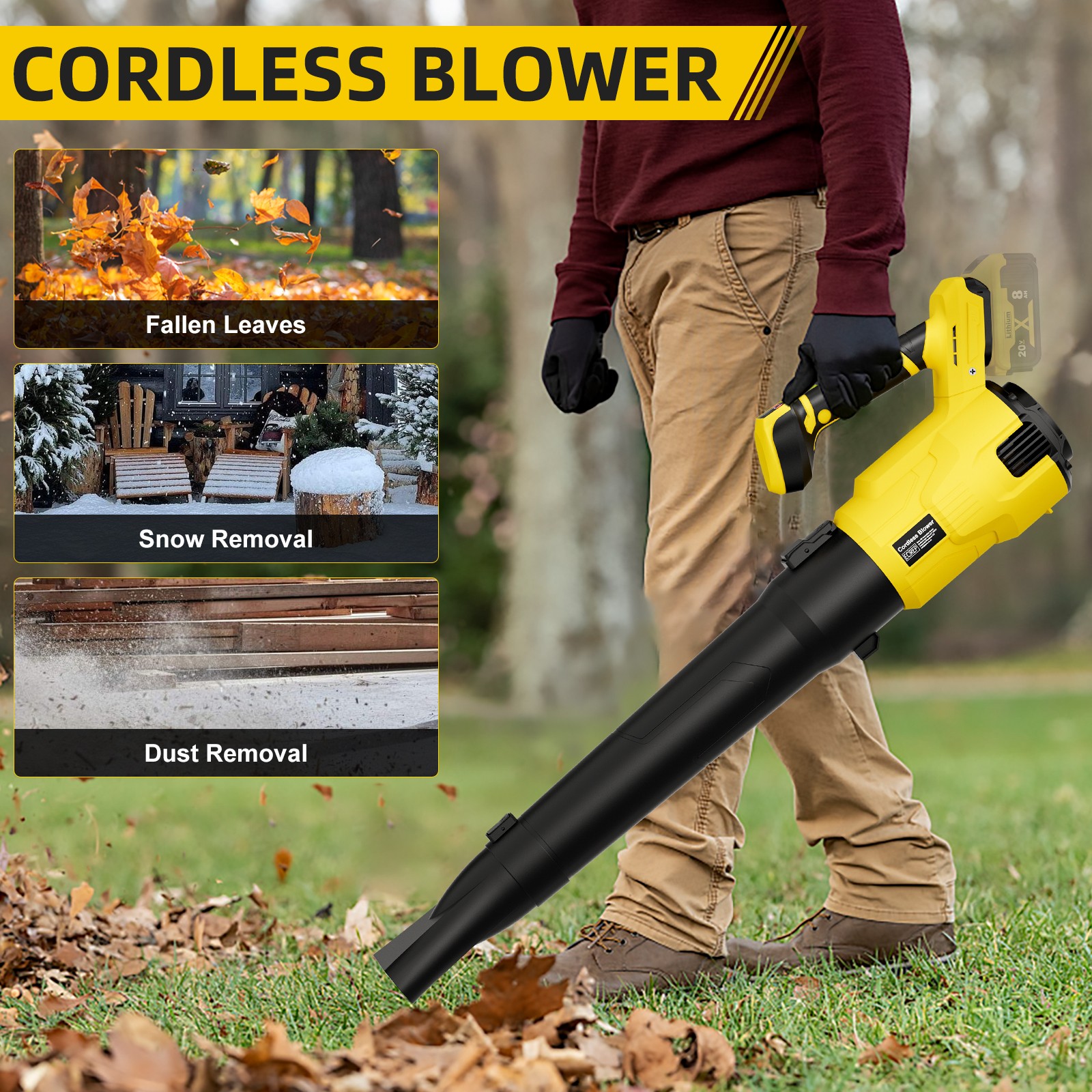 Cordless Leaf Blower W/ 8000mAh Battery and Charger 21V 130MPH Electric