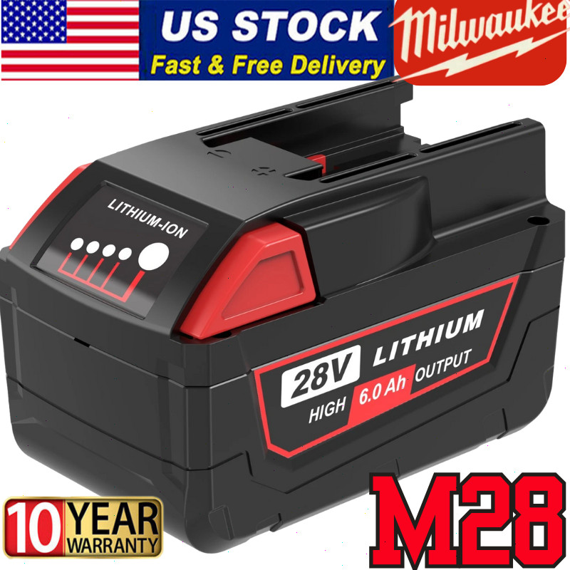 1~2PACK 6.0Ah Li-ion Battery For Milwaukee 28V 48-11-2830 48-11-2850 or Charger
