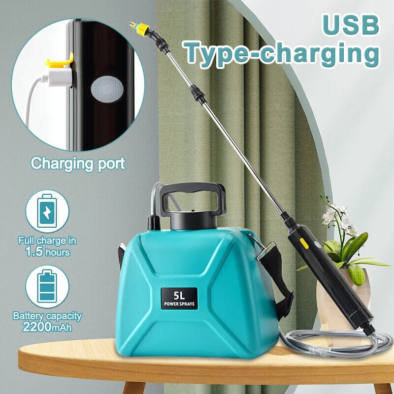 Garden Battery Powered Sprayer, Electric Power Operated Weed Sprayer 5L/1.35gal