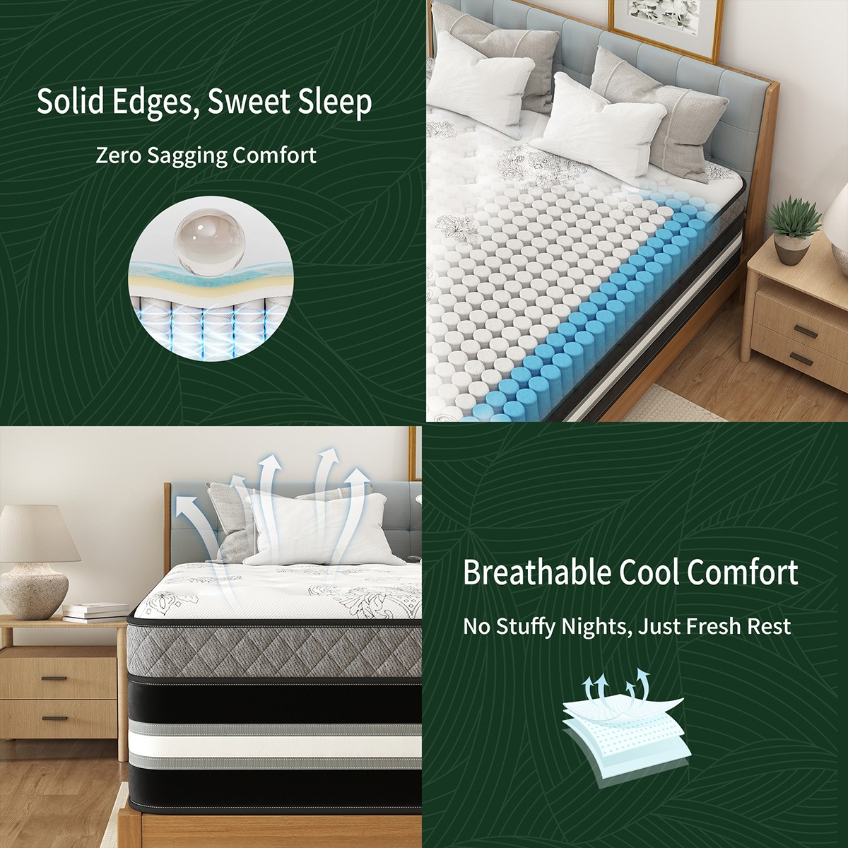 12″14″ Mattress Twin Full Queen King Size Gel Memory Foam Pocket Spring in a Box
