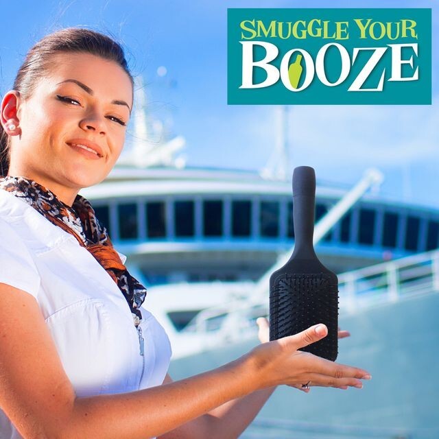 Smuggle Your Booze Hide Alcohol w Fake Hair Brush Flask Concert Festival Plastic