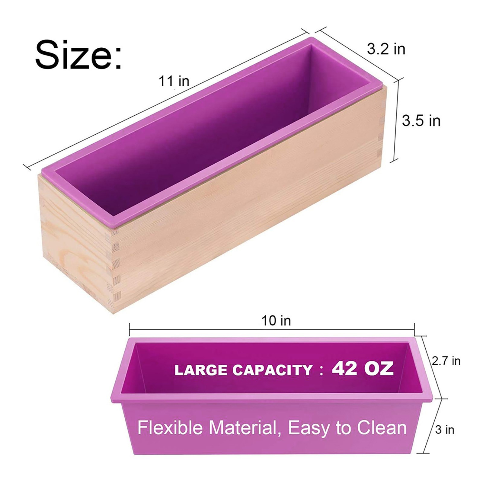 11″ 42oz Silicone Soap Mold Rectangle Soap Baking Cake Mould DIY Handmade Tool