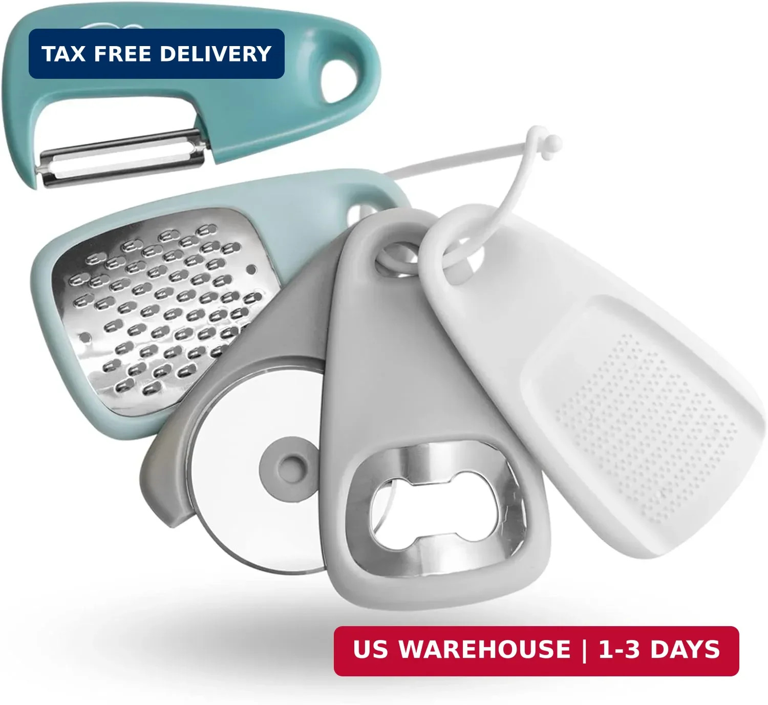 Kitchen Gadgets Set 5 Pieces, Stackable Cooking Tools Space Saving for Small Kit