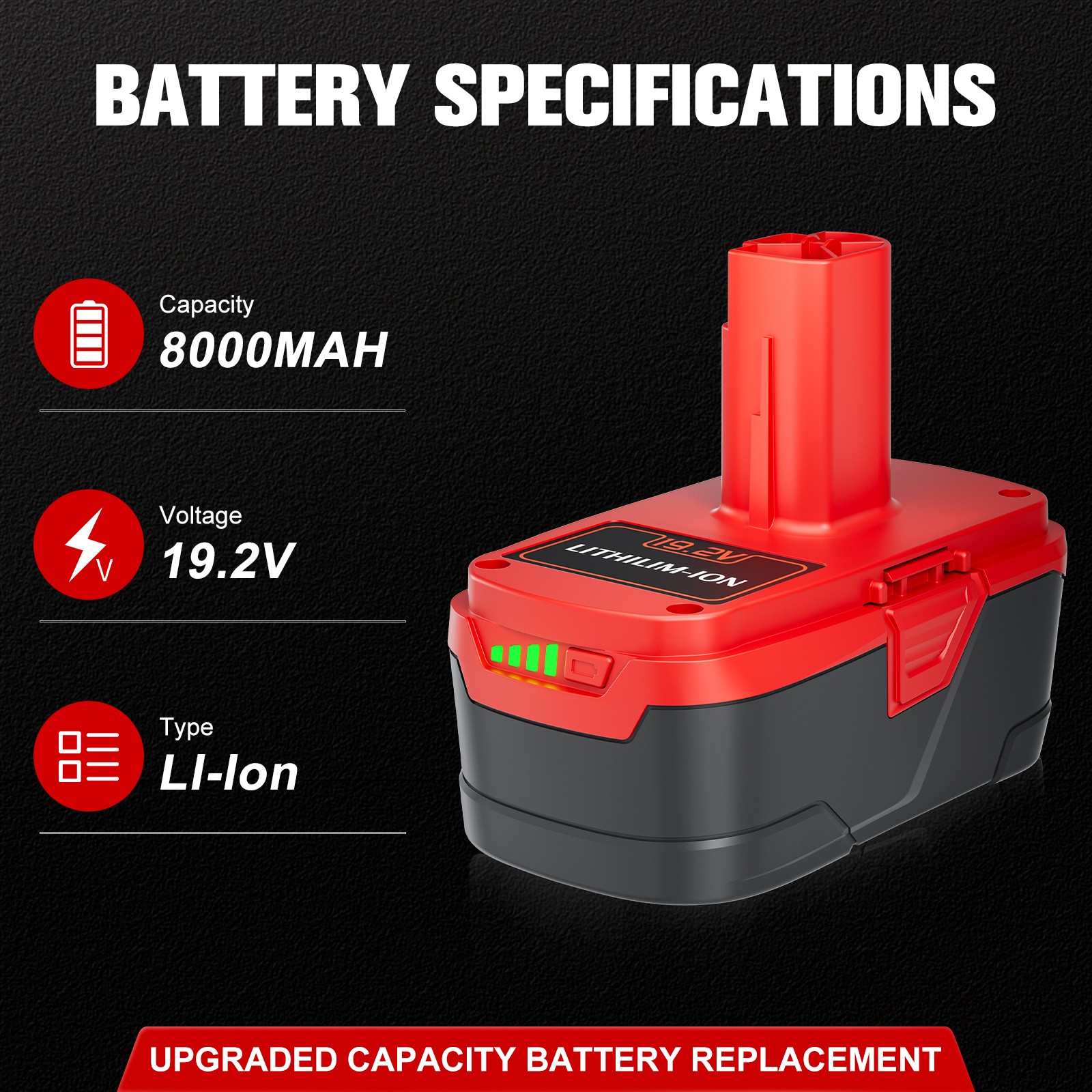 1-4Pack 8.0Ah For Craftsman 19.2V XCP C3 Battery DieHard 130279005 11376 11375