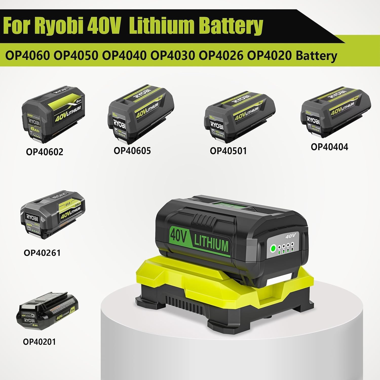 40V Rapid Charger for Ryobi OP401S OP406A OP404 OP401 Battery Replacement