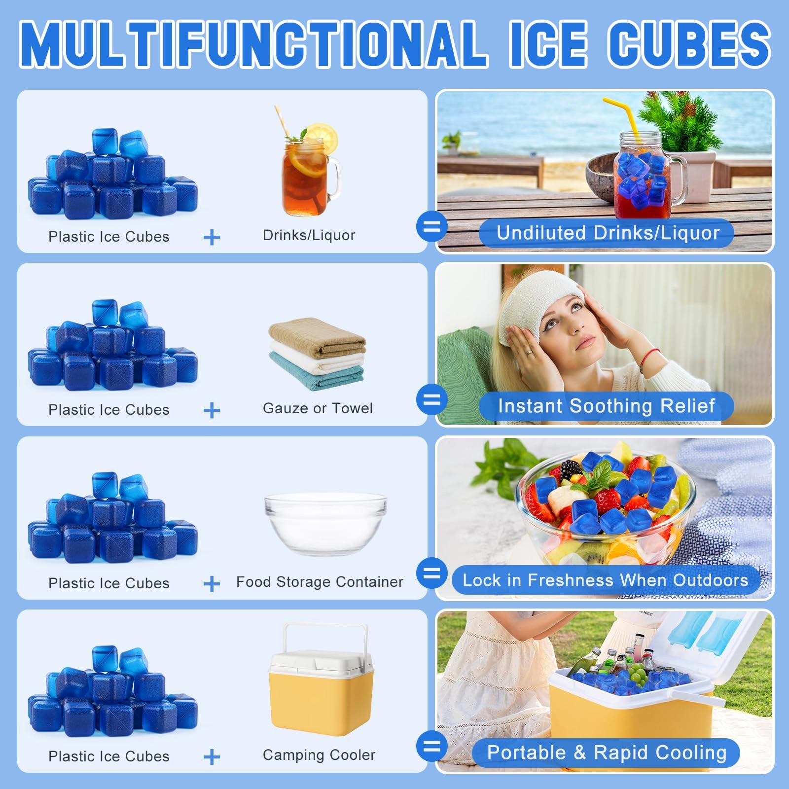 300 PCS Reusable Ice Cube for Drink, Refreezable Plastic ice Cubes Without Di…