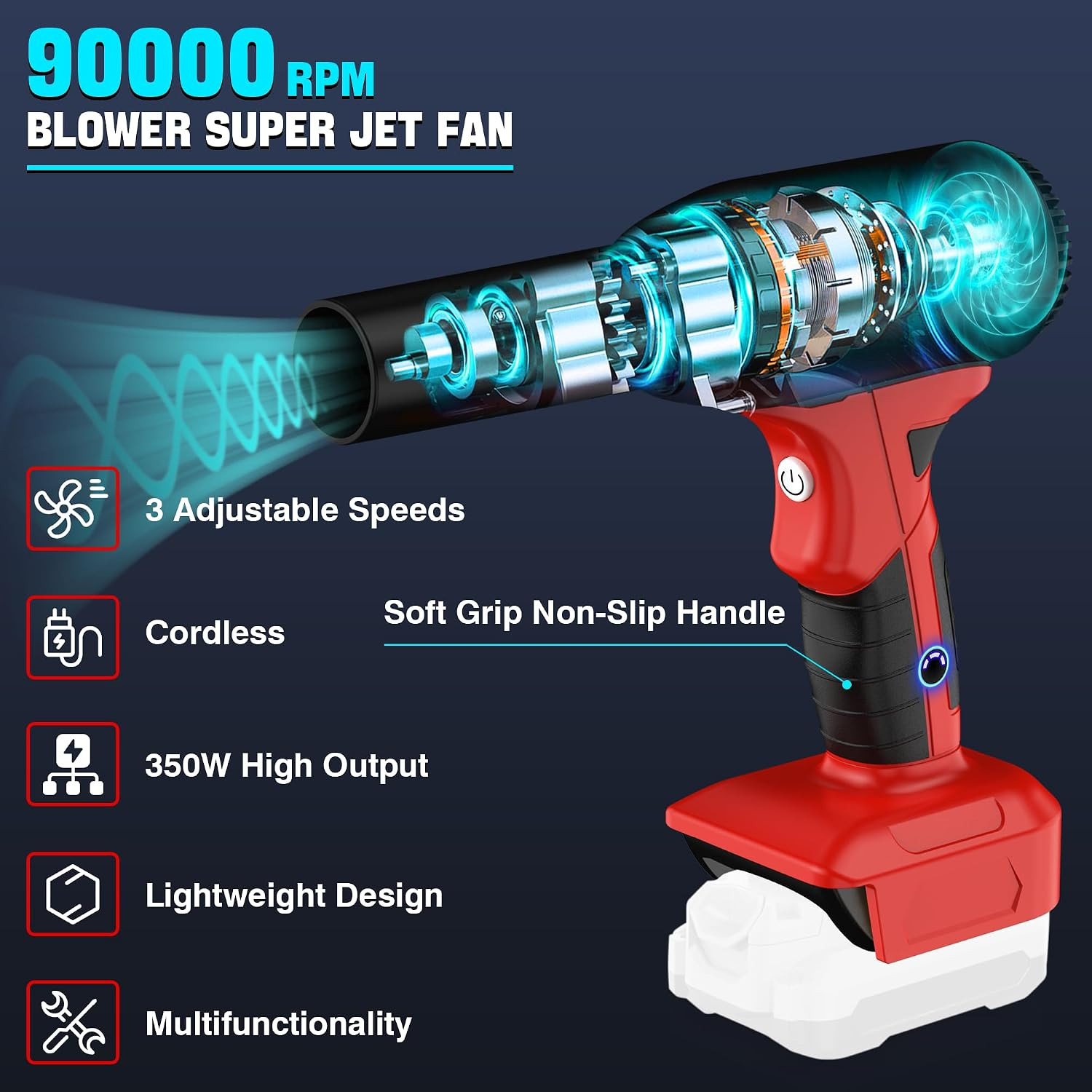500W Jet Dry Blower for Craftsman 20V V20 Battery- Super Jet Fan 400G Wind Speed