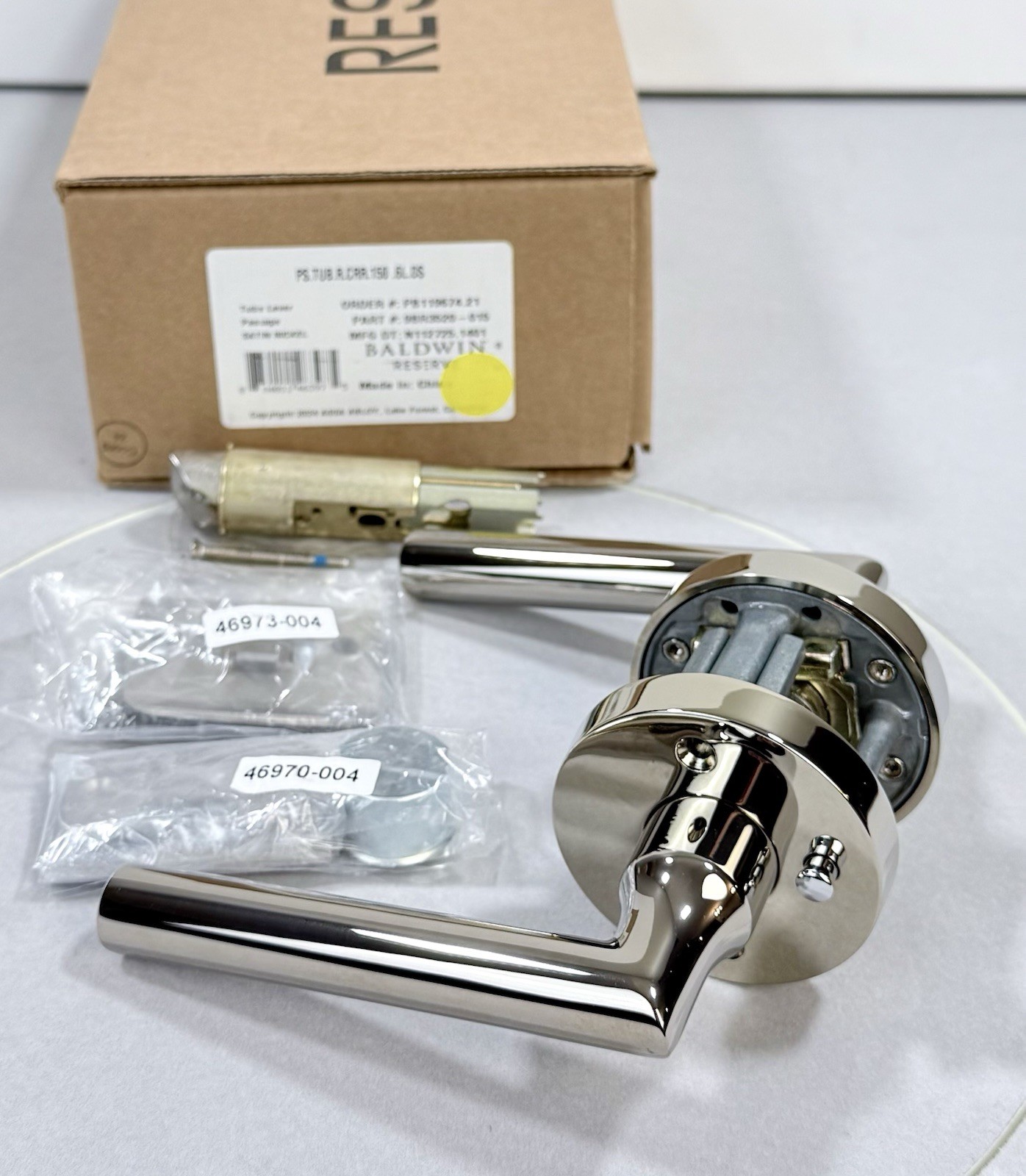 Baldwin Reserve Tube Privacy Door Lever Set in Polished Nickel – PVTUBCRR055
