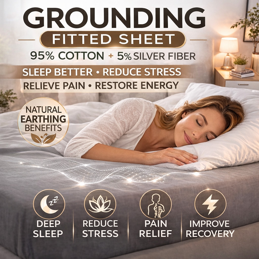 Grounding Fitted Sheet 95% Cotton Silver Fiber Deep Pocket 13 Earthing Bed Sheet