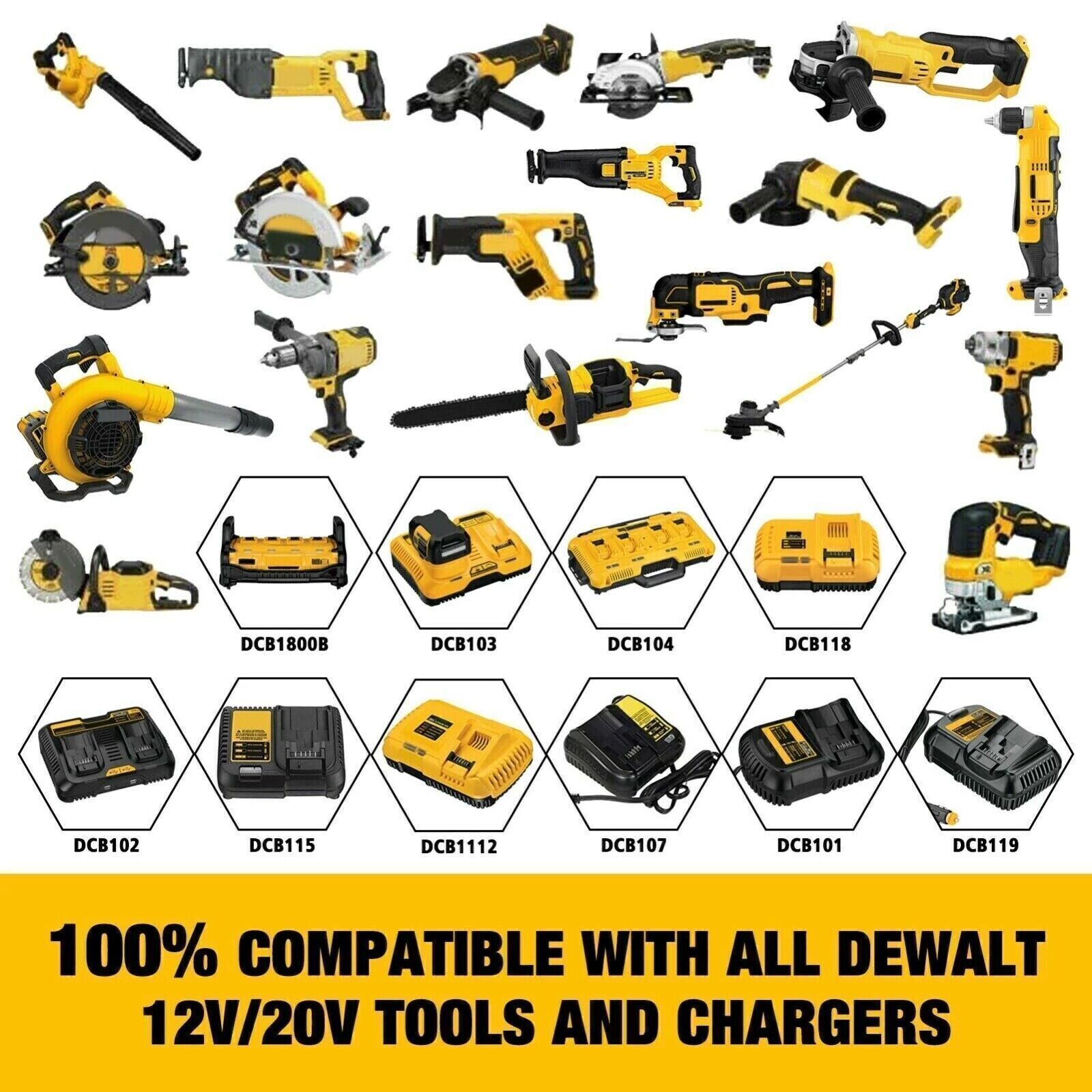 2Pack For DeWalt 20V 20 Volt Max 8.0AH Lithium Ion Battery DCB206 DCB205 DCB204