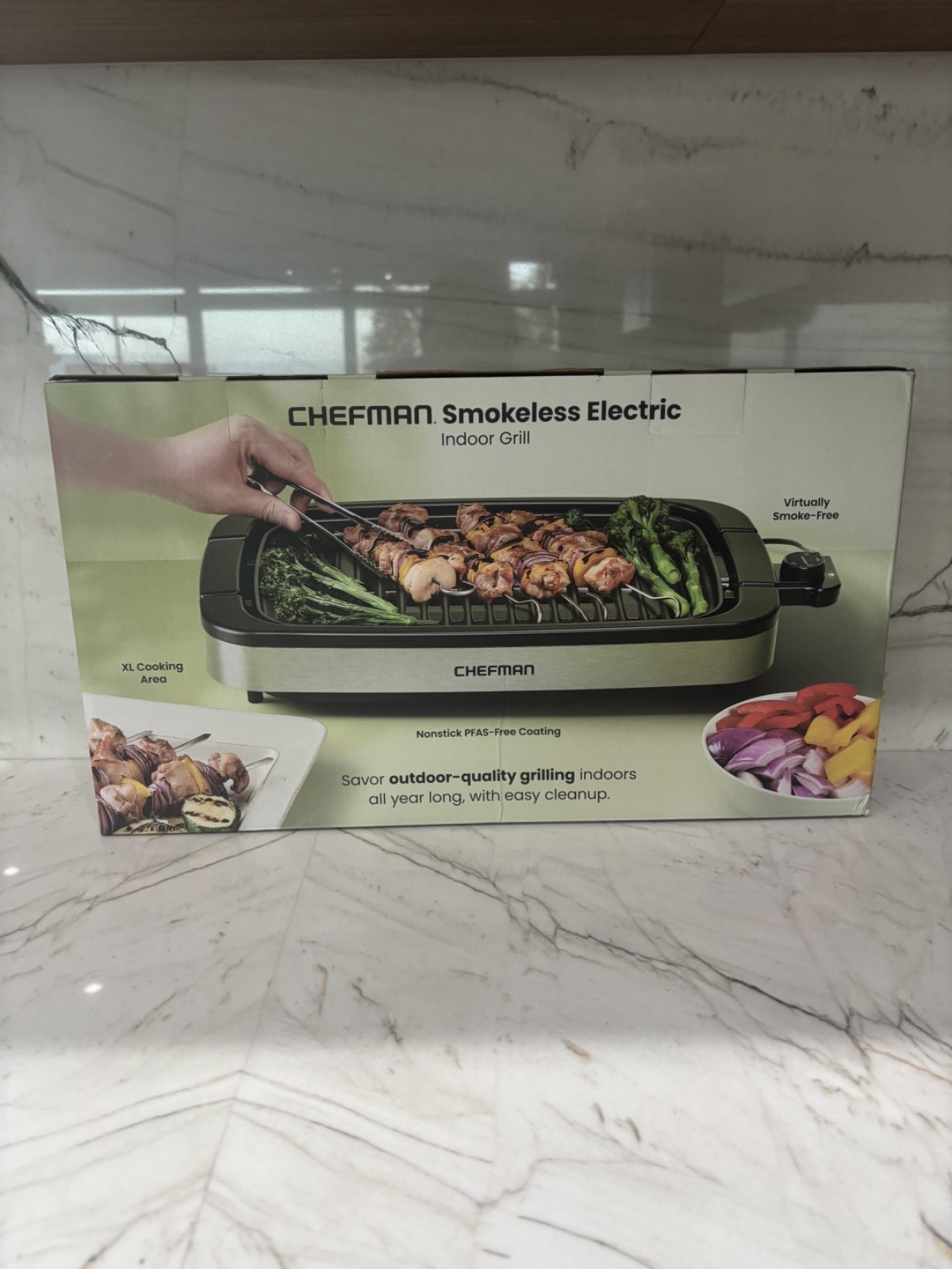 Chefman 6 Serving Electric Indoor Grill W/ Temperature Control Smokeless Stainl.