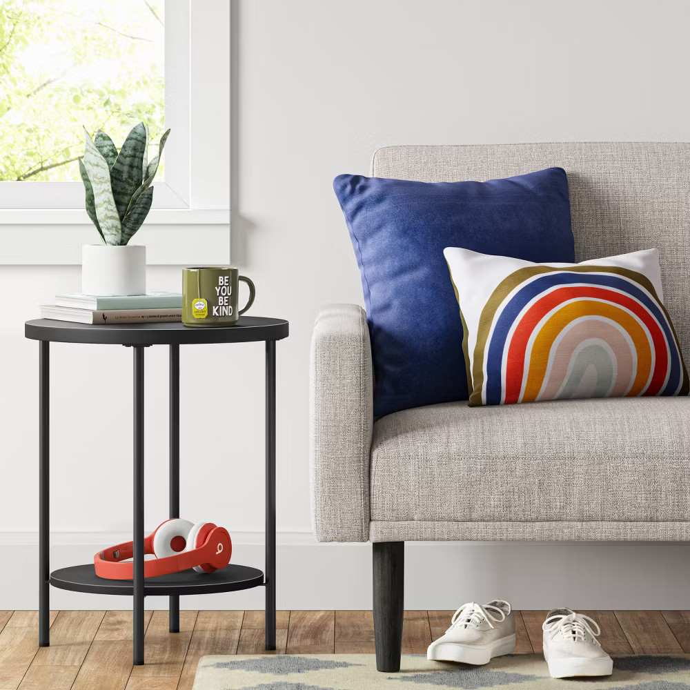 Wood and Metal Round End Table – Room Essentials