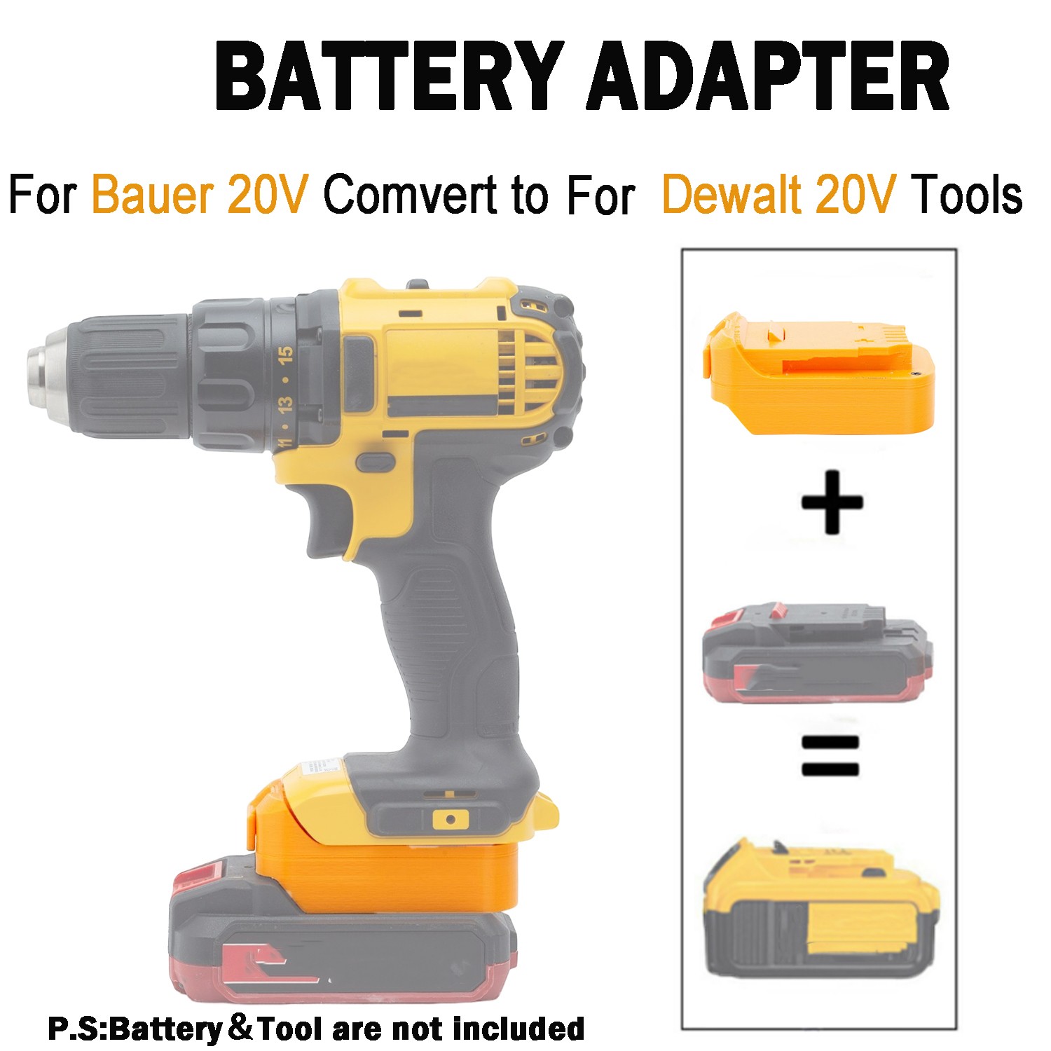 Battery Adapter For Bauer 20V Li-ion Battery To For Dewalt 18V/20V Power Tool US